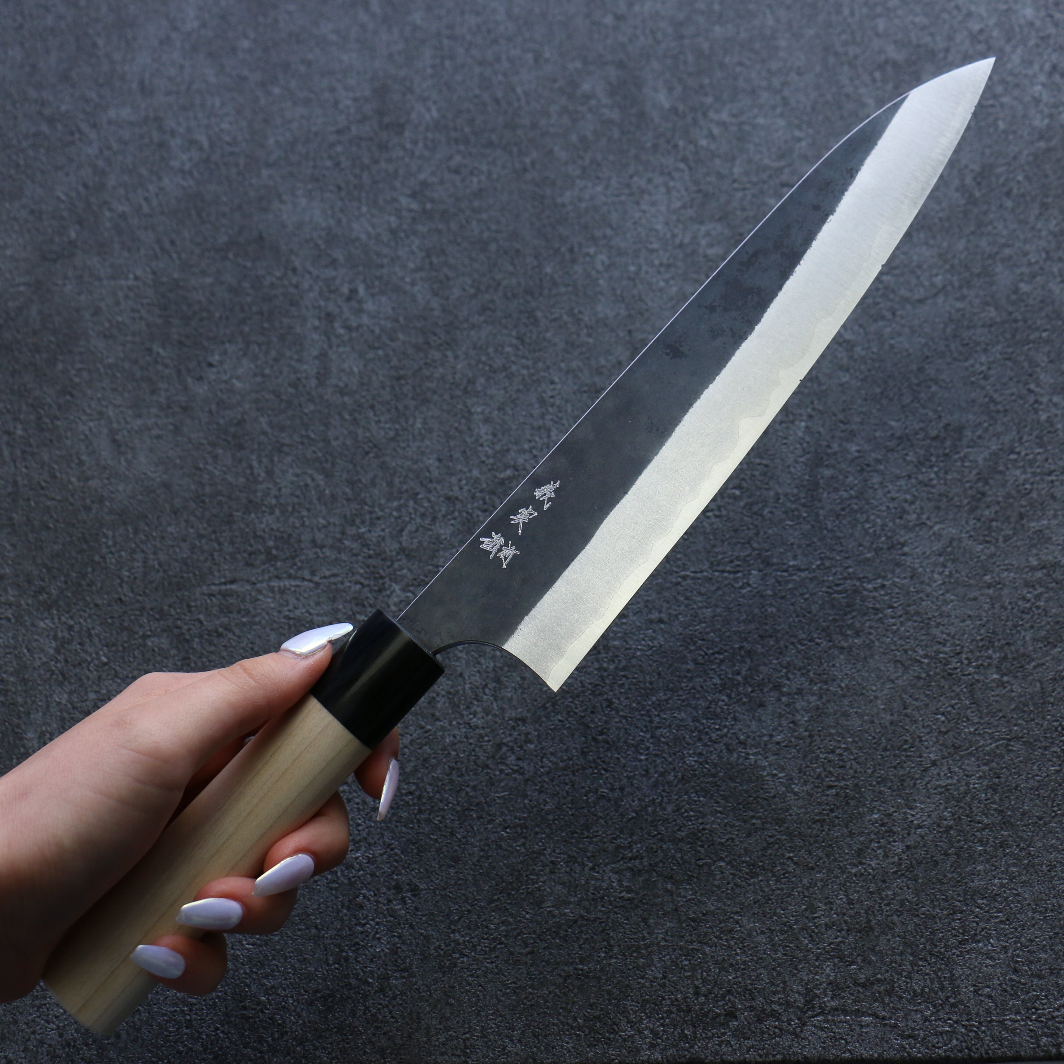 Yoshimi Kato White Steel Black Gyuto 210mm Magnolia Handle - Seisuke Knife