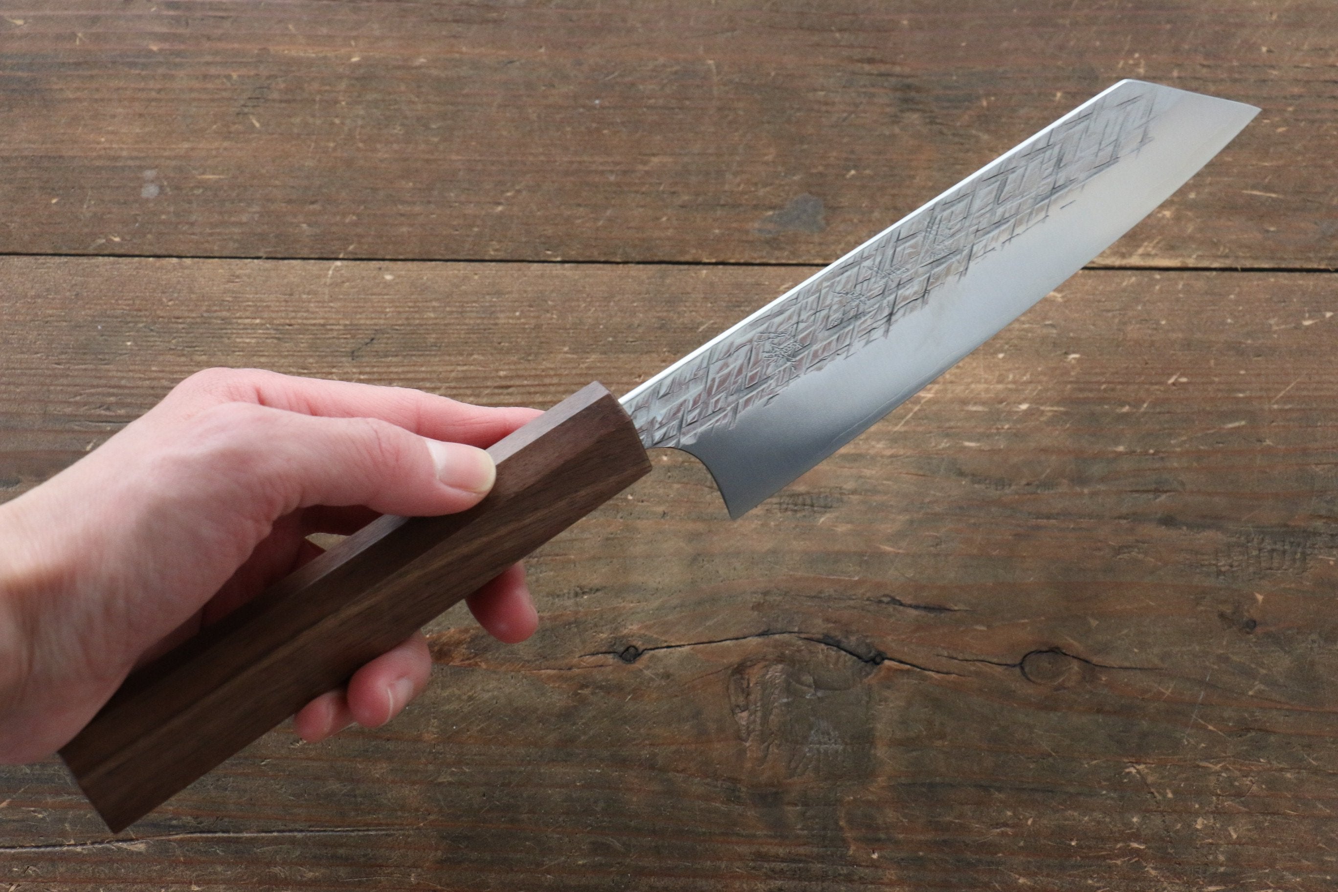 Yu Kurosaki Raijin Cobalt Special Steel Hammered bunka 165mm Walnut Handle - Seisuke Knife