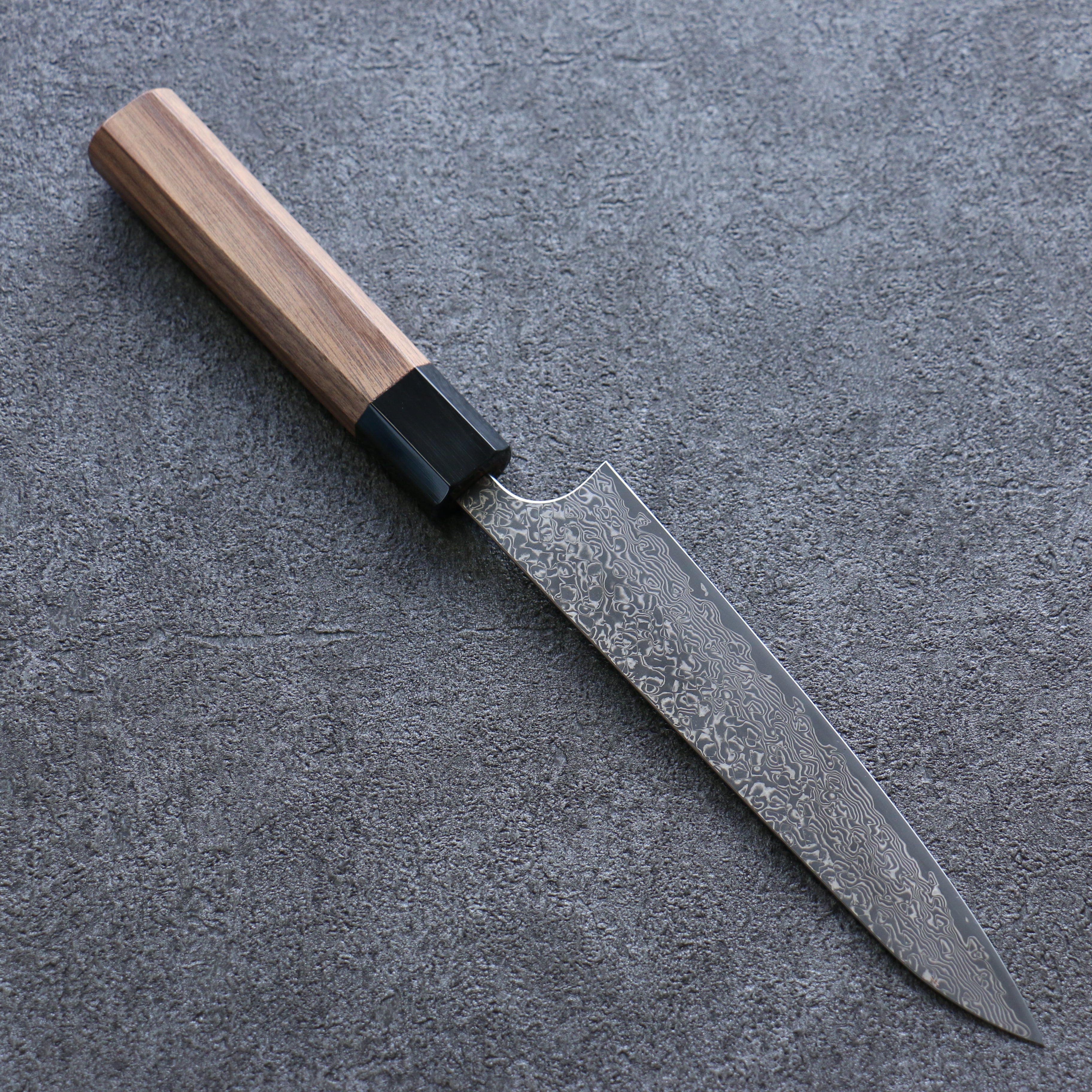 Yoshimi Kato VG10 Damascus Petty-Utility 150mm Walnut Handle - Seisuke Knife