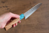 Yu Kurosaki Senko SG2 Hammered Small Santoku 150mm Shitan(ferrule: Turquoise with Ring) Handle - Seisuke Knife - Slide 7