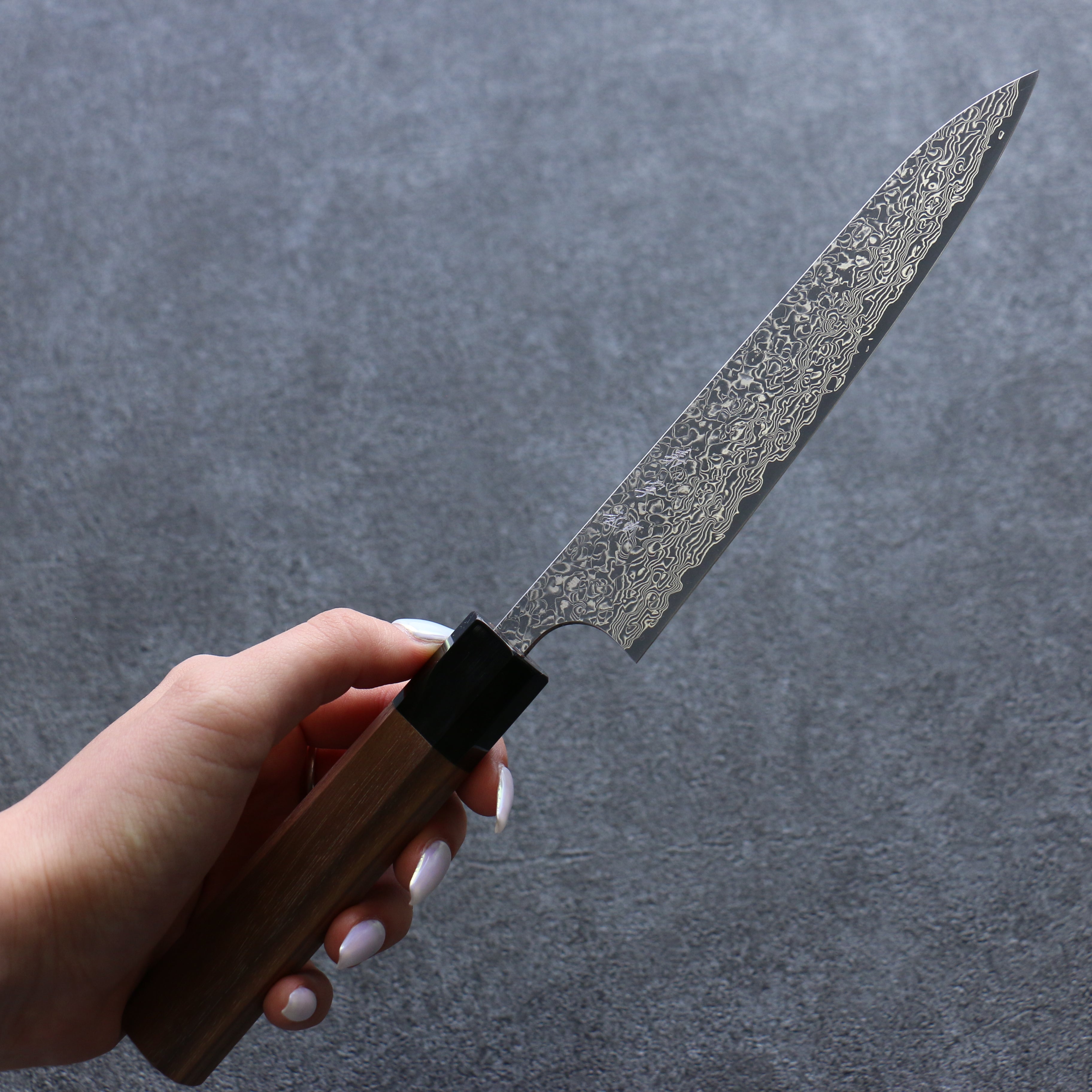 Yoshimi Kato VG10 Damascus Petty-Utility 150mm Walnut Handle - Seisuke Knife