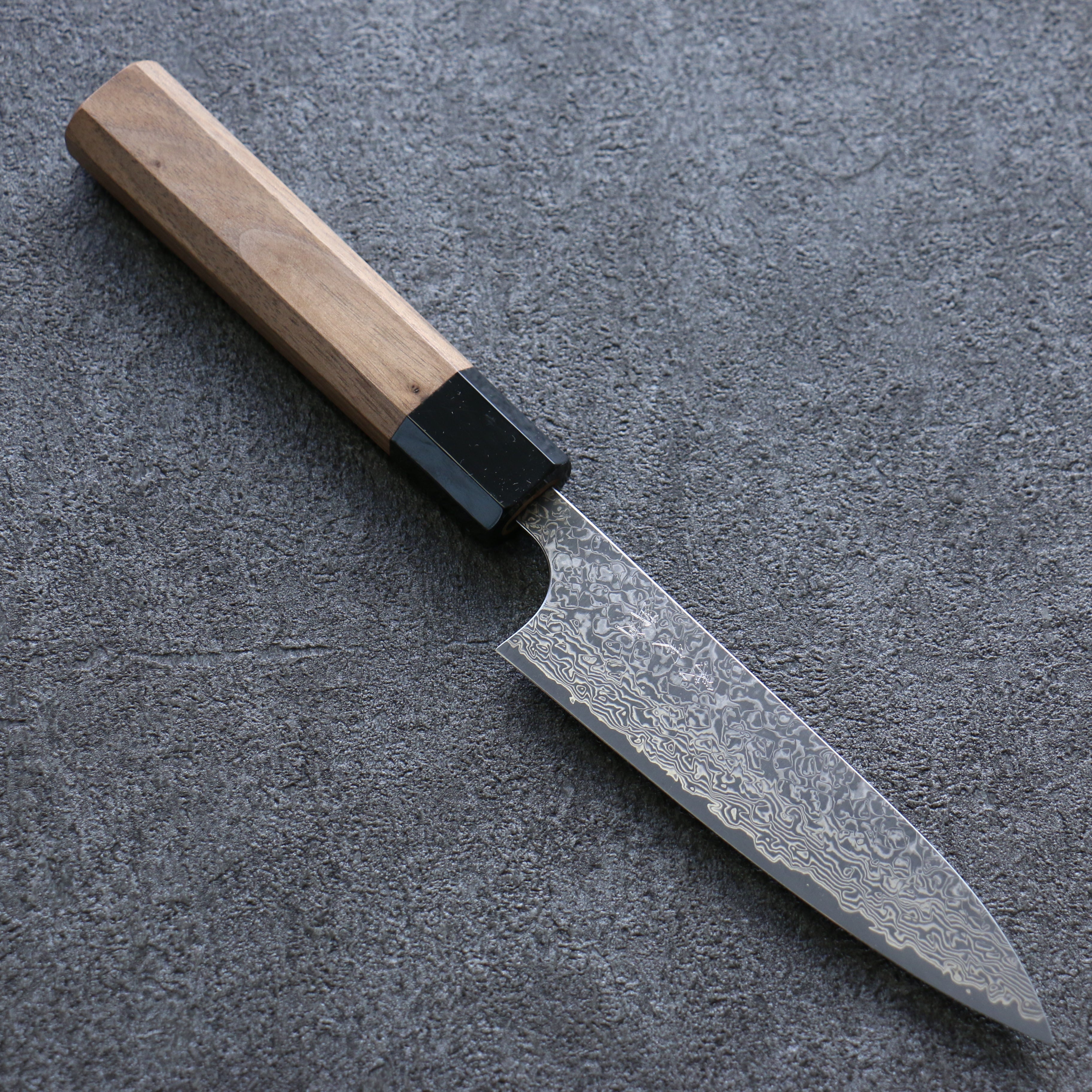 Yoshimi Kato VG10 Damascus Petty-Utility 120mm Walnut Handle - Seisuke Knife