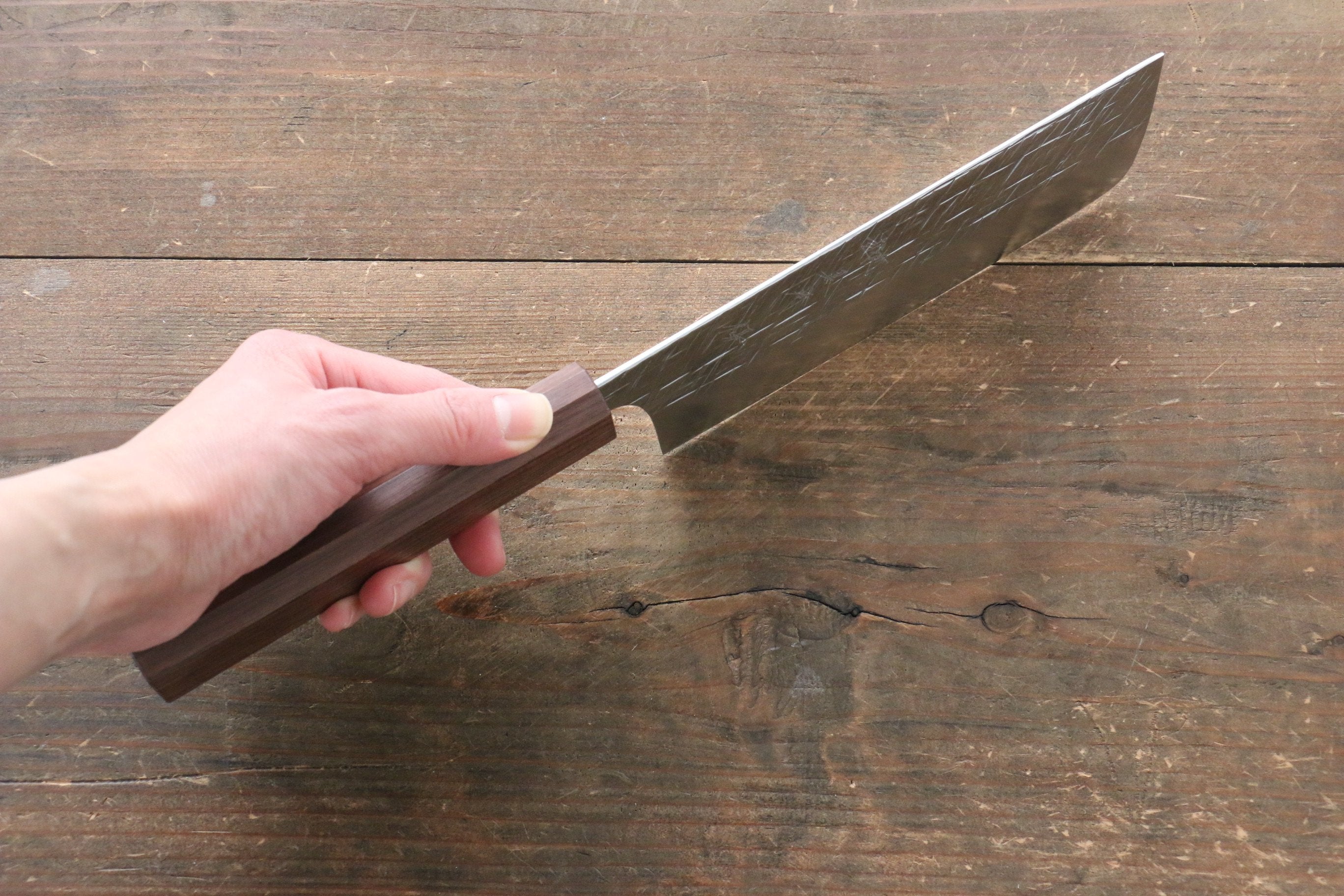 Yu Kurosaki Raijin Cobalt Special Steel Hammered nakiri 165mm Walnut Handle - Seisuke Knife