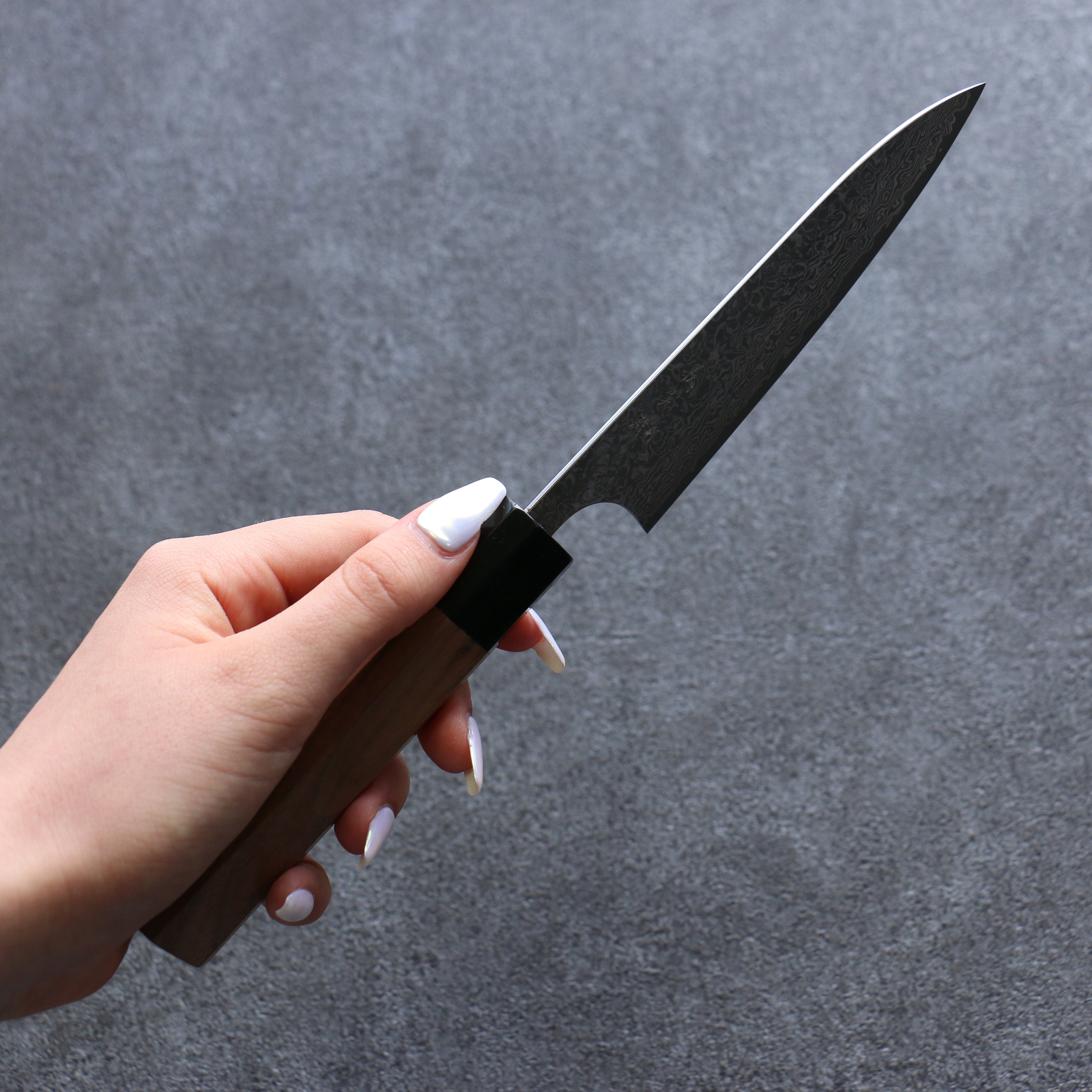 Yoshimi Kato VG10 Damascus Petty-Utility 120mm Walnut Handle - Seisuke Knife