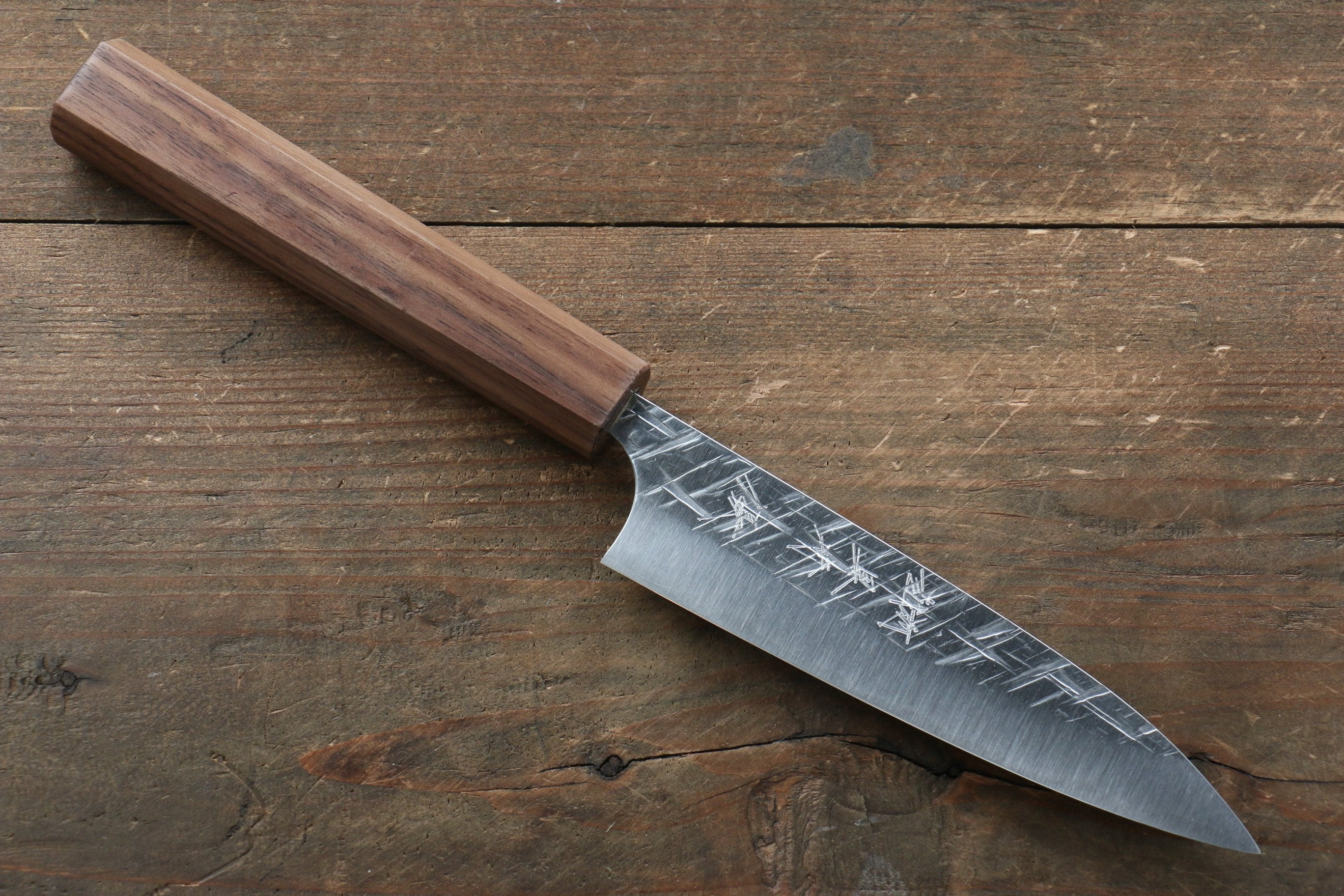 Yu Kurosaki Raijin Cobalt Special Steel Hammered Petty-Utility 120mm Walnut Handle - Seisuke Knife