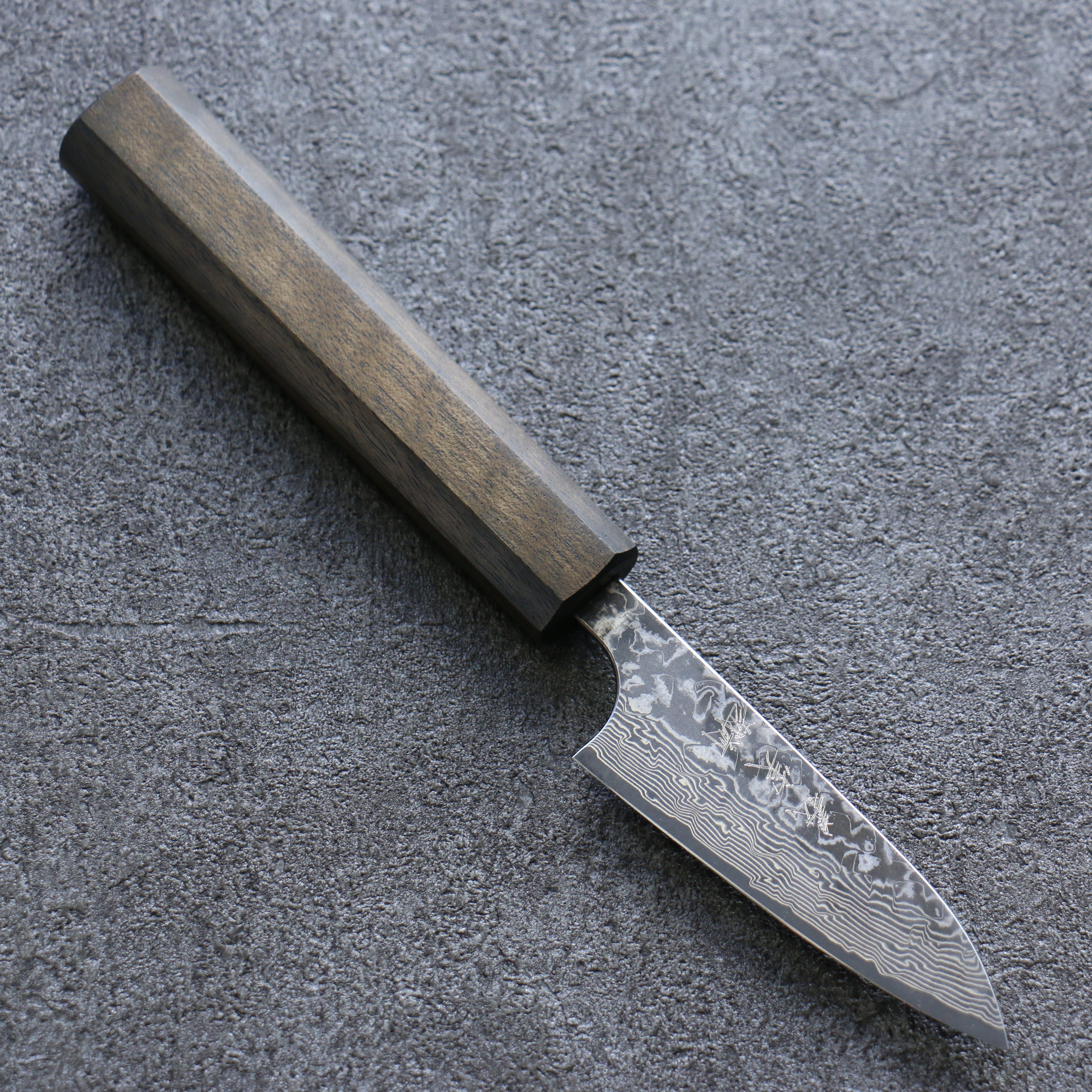 Yoshimi Kato VG10 Damascus Petty-Utility 75mm Black Persimmon Handle - Seisuke Knife