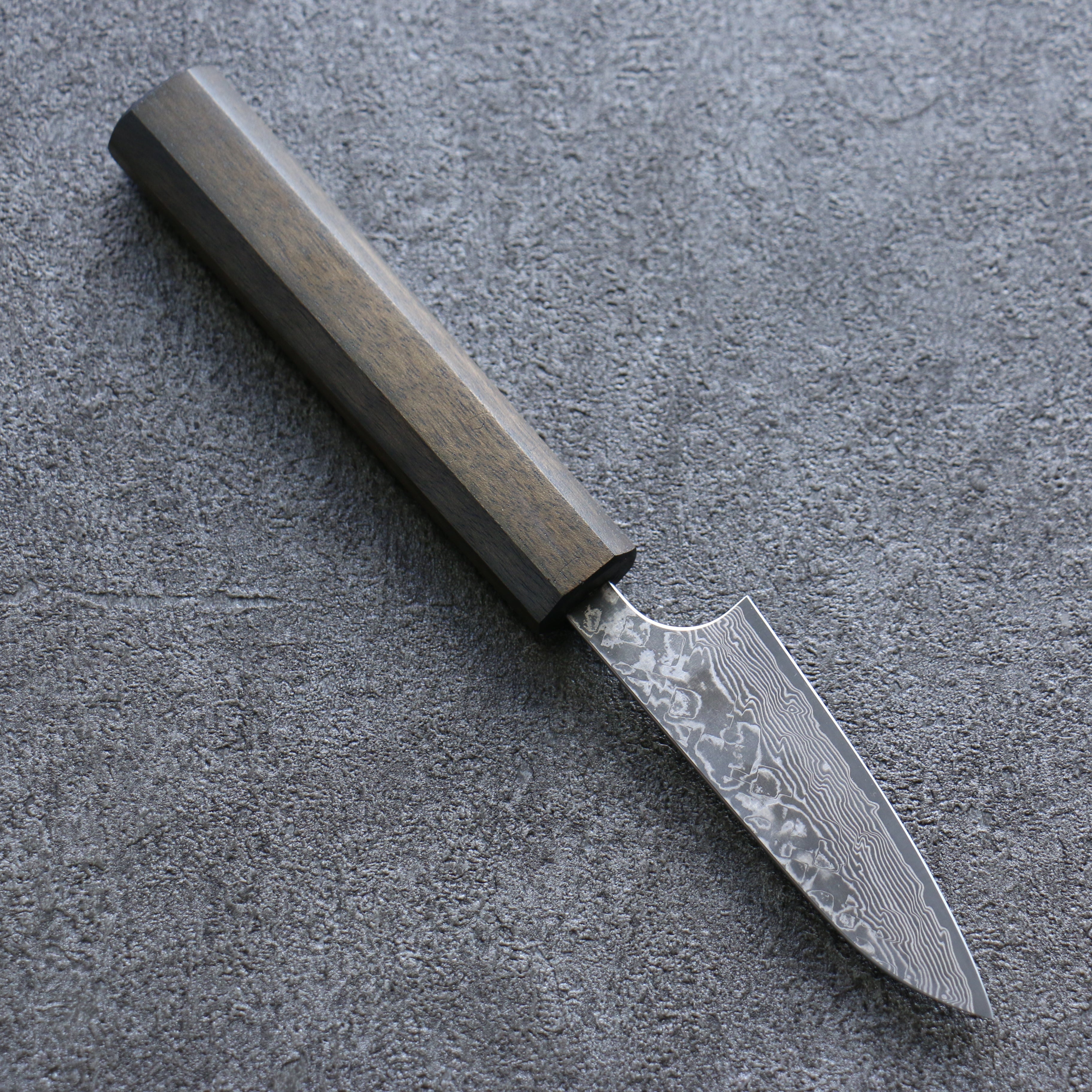 Yoshimi Kato VG10 Damascus Petty-Utility 75mm Black Persimmon Handle - Seisuke Knife
