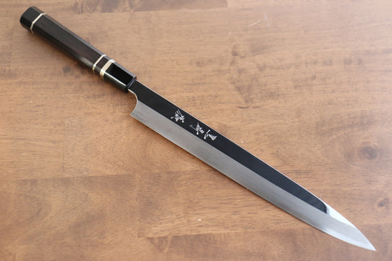 Yu Kurosaki Blue Steel No.2 Mirrored Finish Yanagiba 300mm Ebony with Double Water Buffalo Ring Handle - Seisuke Knife