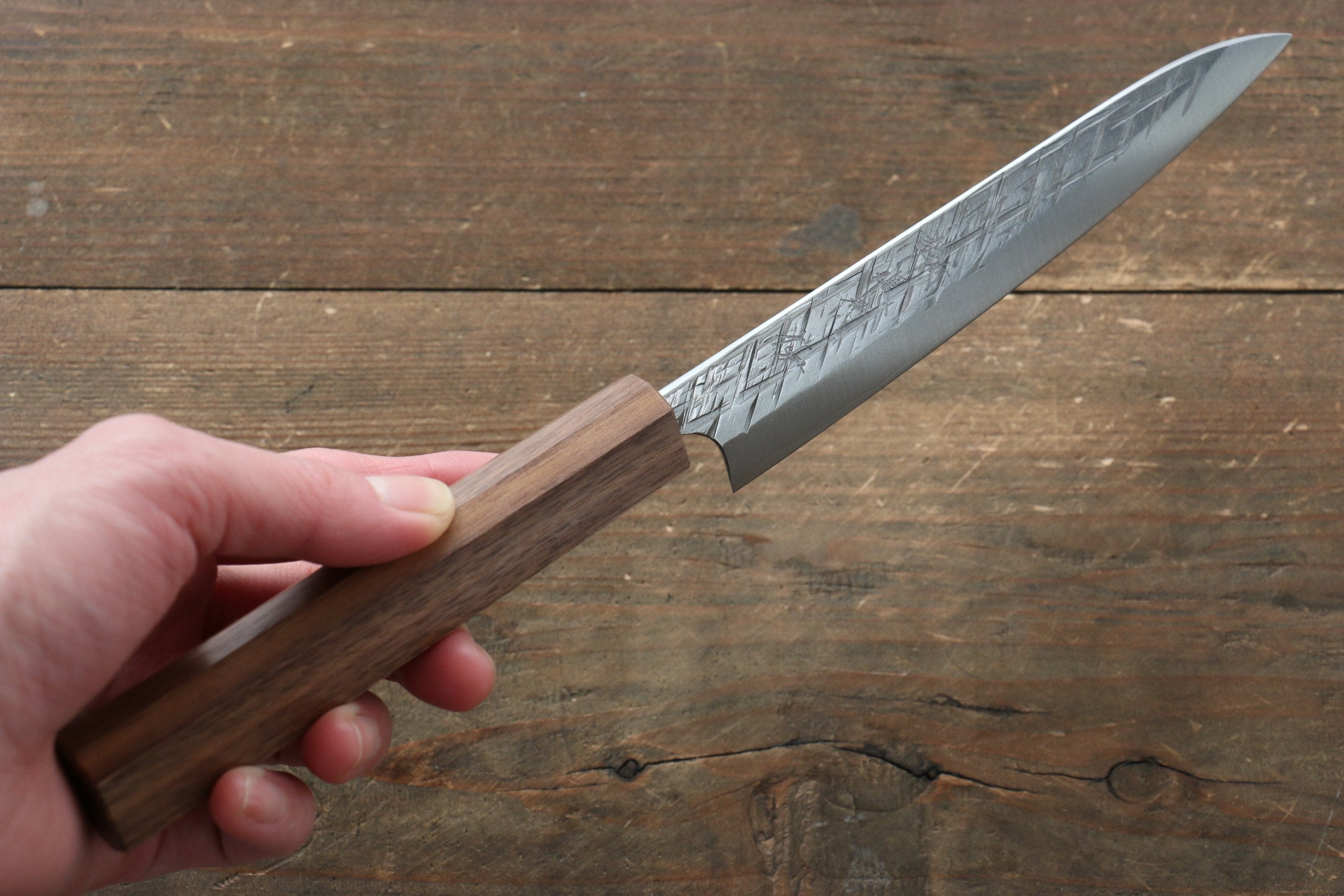 Yu Kurosaki Raijin Cobalt Special Steel Hammered Petty-Utility 150mm Walnut Handle - Seisuke Knife