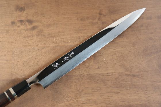 Yu Kurosaki Blue Steel No.2 Mirrored Finish Yanagiba 300mm Ebony with Double Water Buffalo Ring Handle - Seisuke Knife