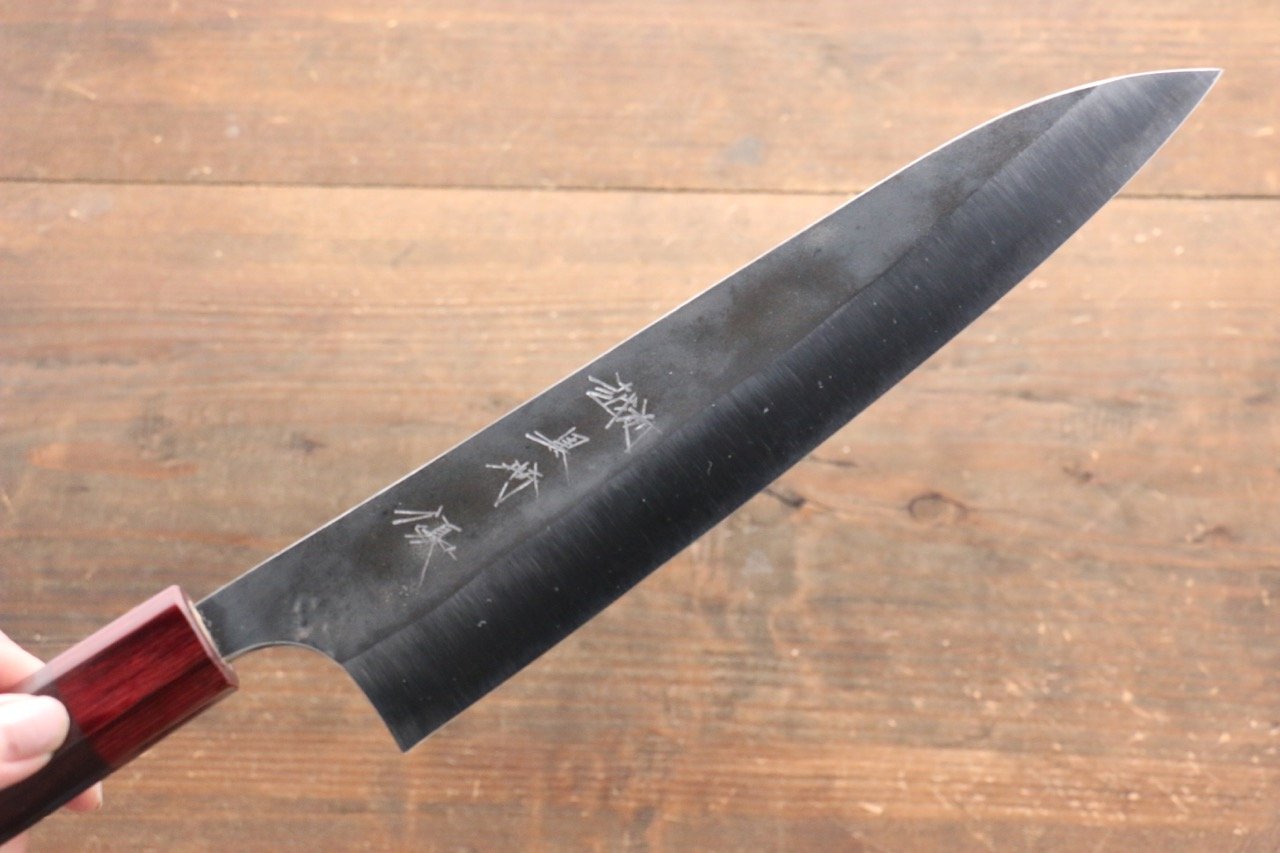 Yu Kurosaki Blue Super Kurouchi Gyuto 210mm with Shitan Handle (Red Ferrule) - Seisuke Knife