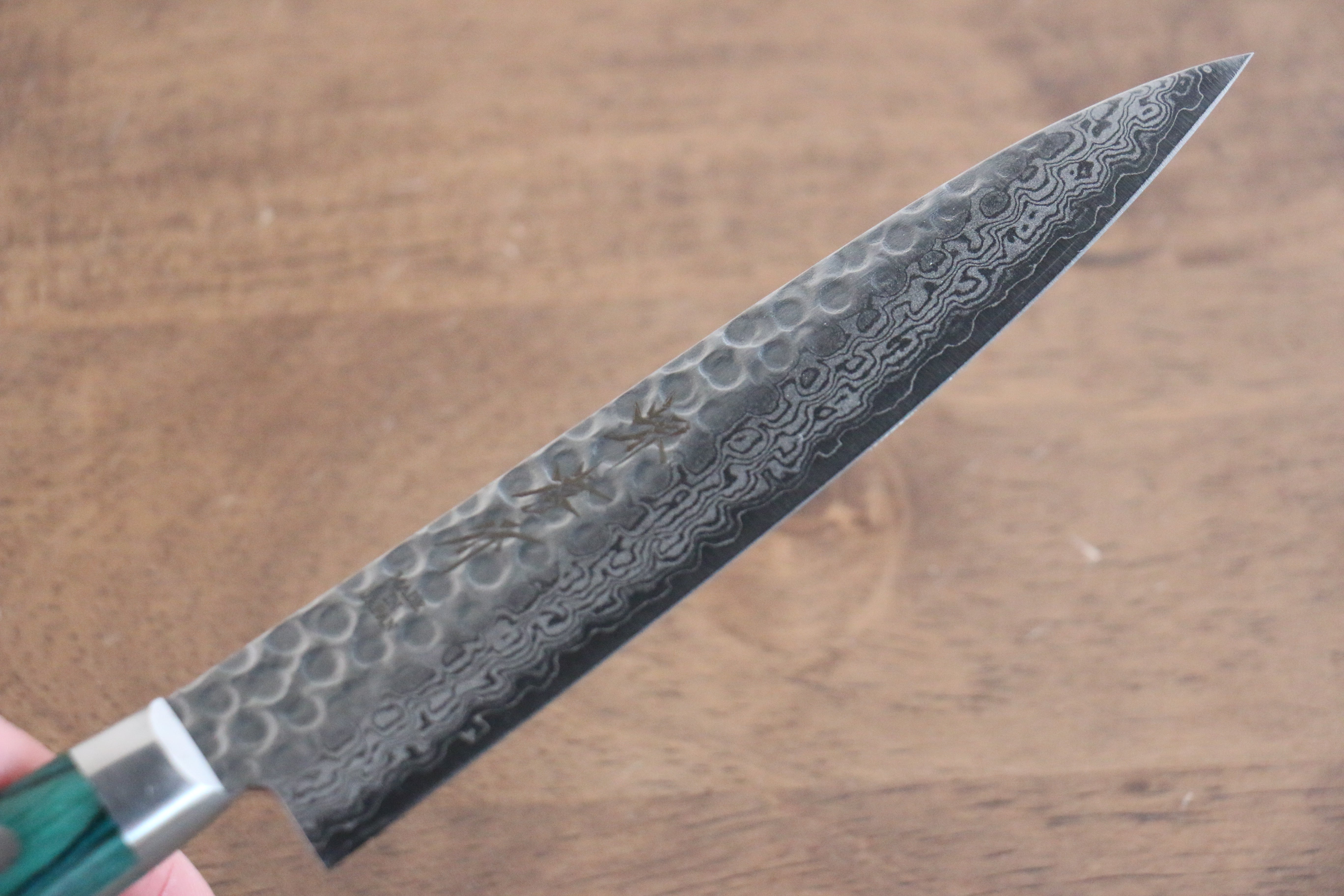 Sakai Takayuki VG10 17 Layer Damascus Petty-Utility 135mm Green Pakkawood Handle - Seisuke Knife