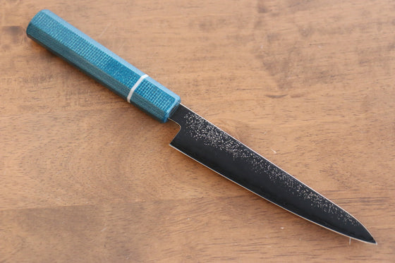 Seisuke VG5 Nashiji black dye Petty-Utility 150mm Blue Canvas Micarta Handle - Seisuke Knife