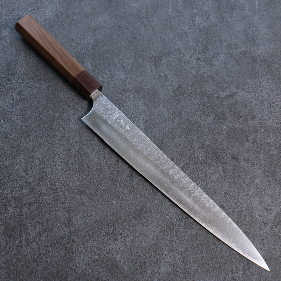 Yoshimi Kato Minamo SG2 Hammered Sujihiki 270mm Walnut Handle - Seisuke Knife