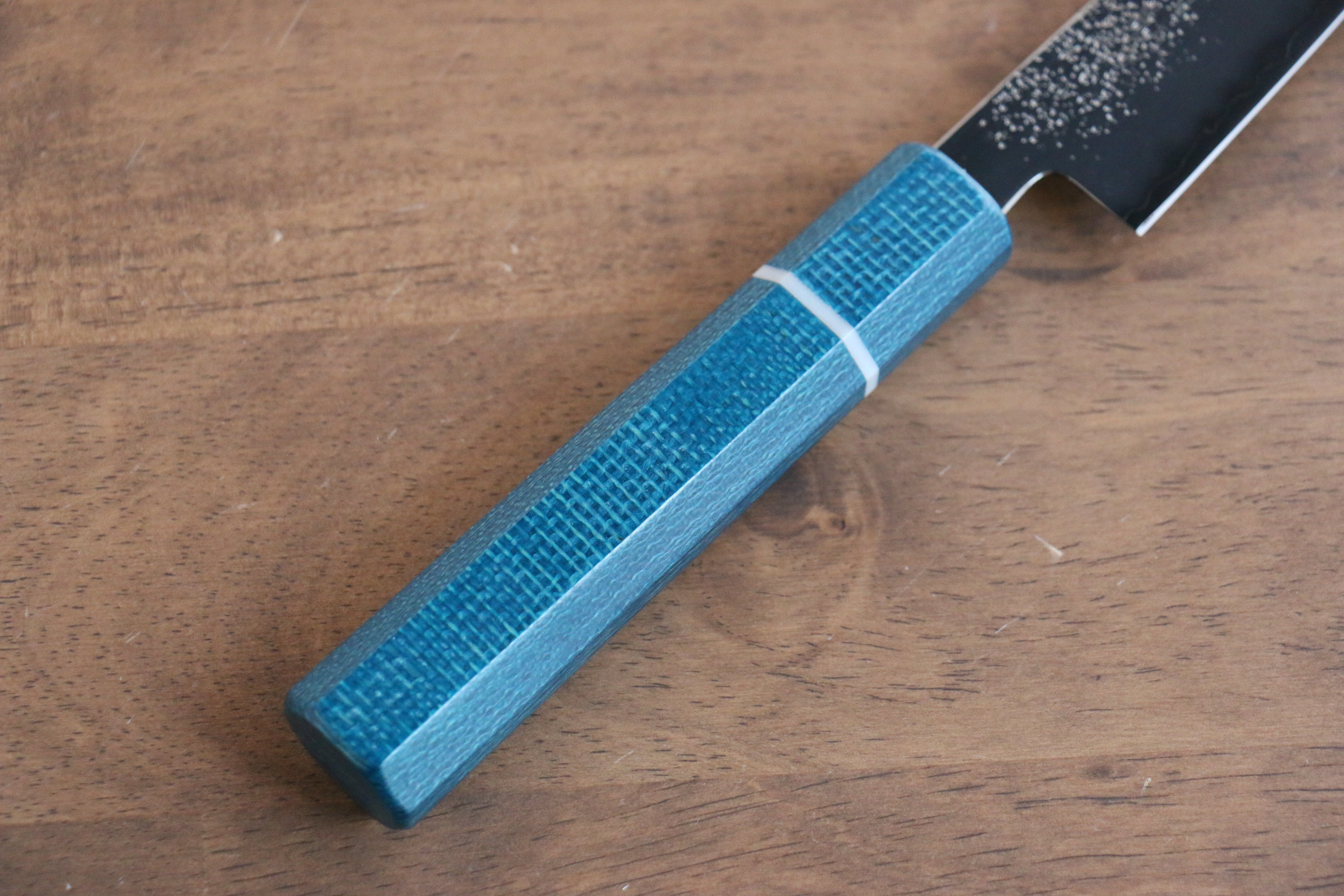 Seisuke VG5 Nashiji Black-Dyed Petty-Utility 150mm Blue Canvas Micarta Handle - Seisuke Knife