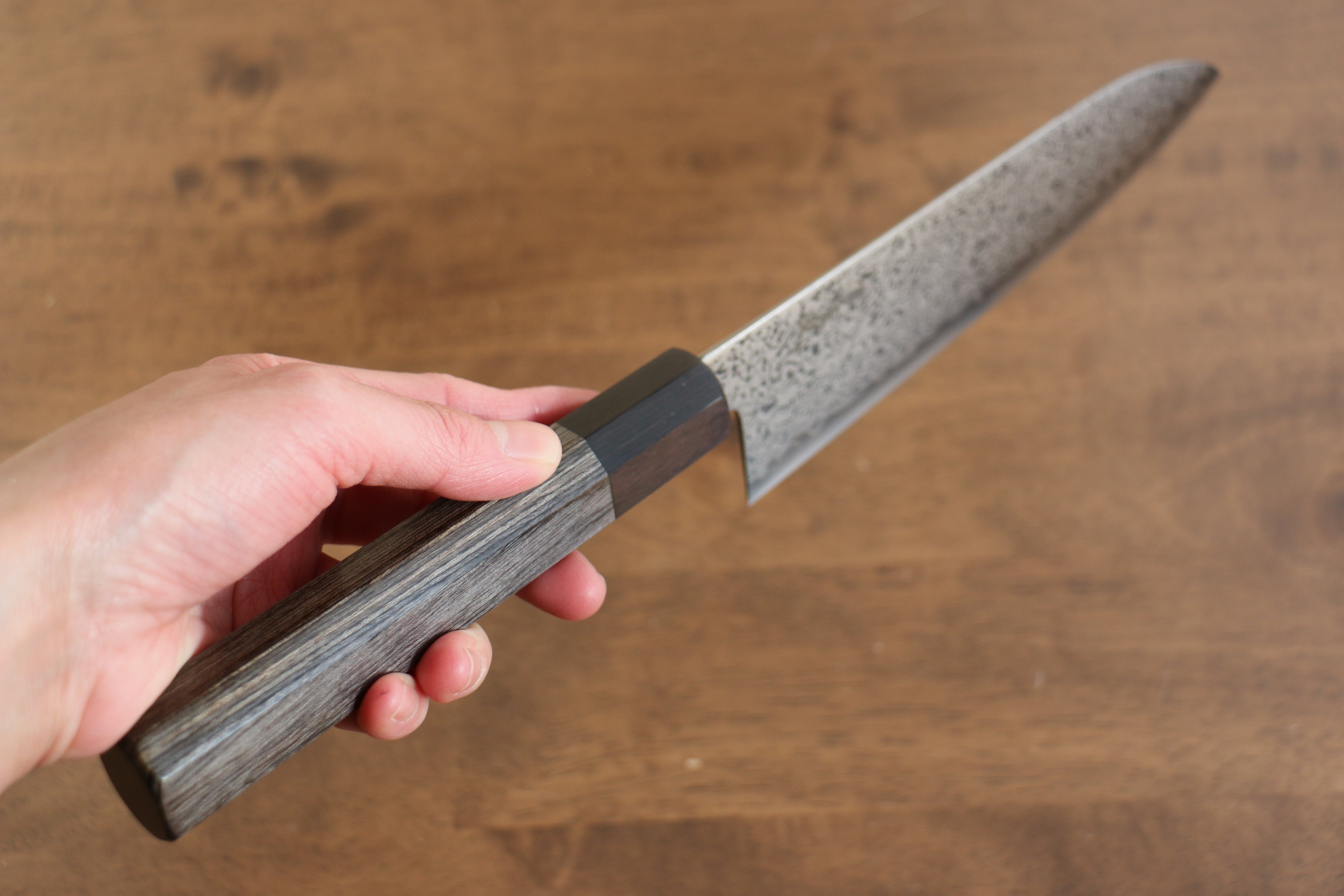 Kanjyo VG10 Damascus Santoku 180mm Gray Pakkawood Handle - Seisuke Knife