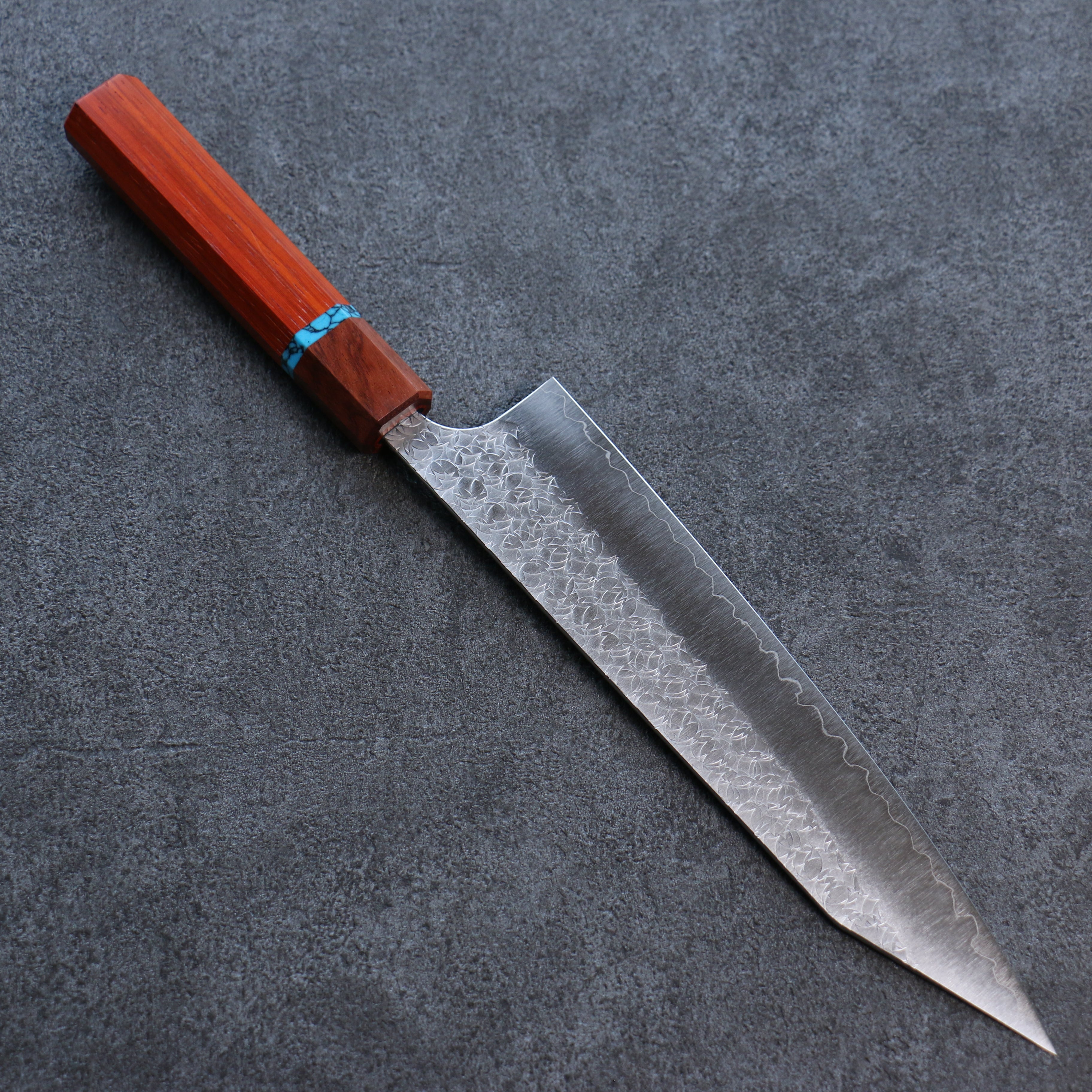 Yoshimi Kato Minamo SG2 Hammered Kiritsuke Gyuto 210mm Padoauk(Turquoise Ring) Handle - Seisuke Knife