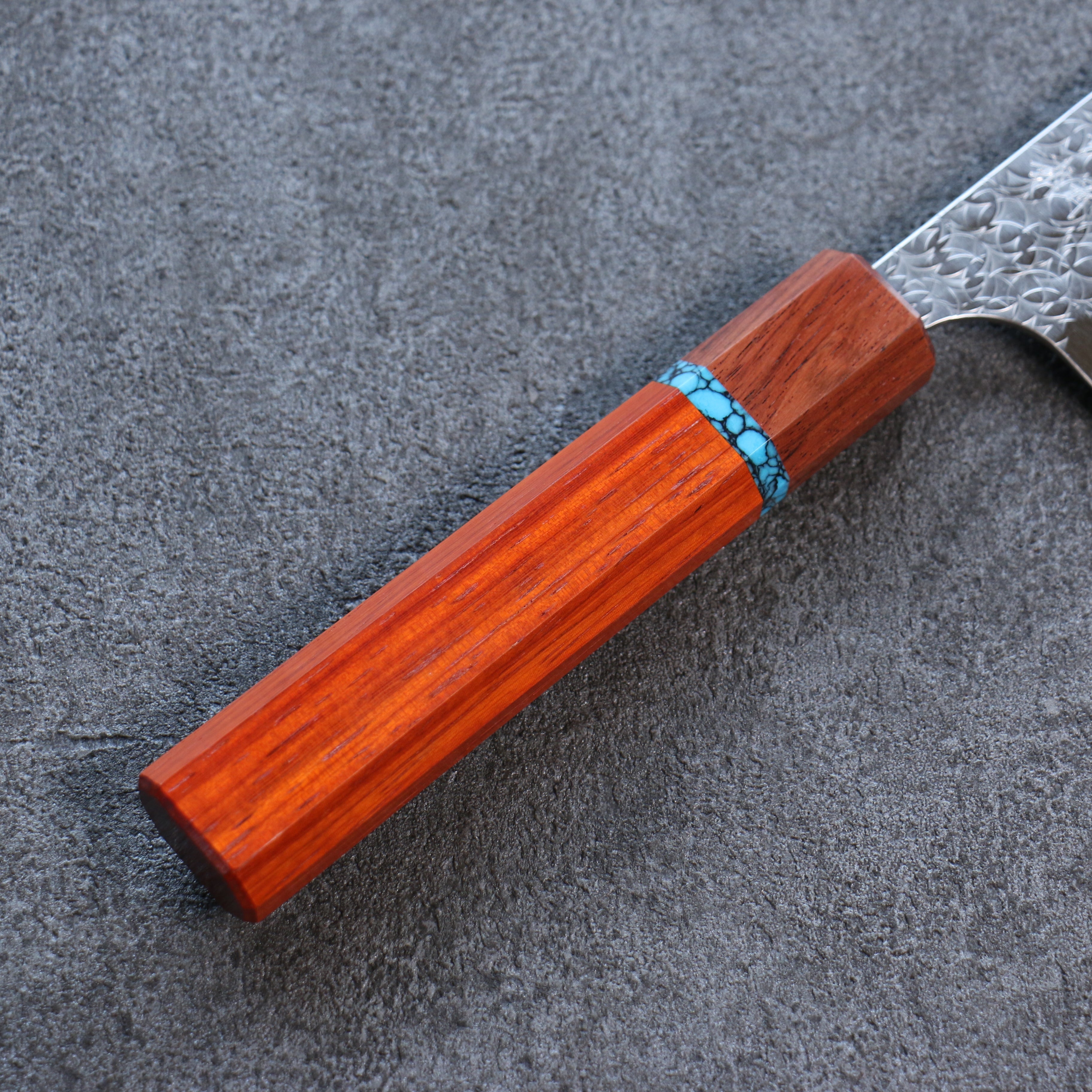 Yoshimi Kato Minamo SG2 Hammered Kiritsuke Gyuto 210mm Padoauk(Turquoise Ring) Handle - Seisuke Knife