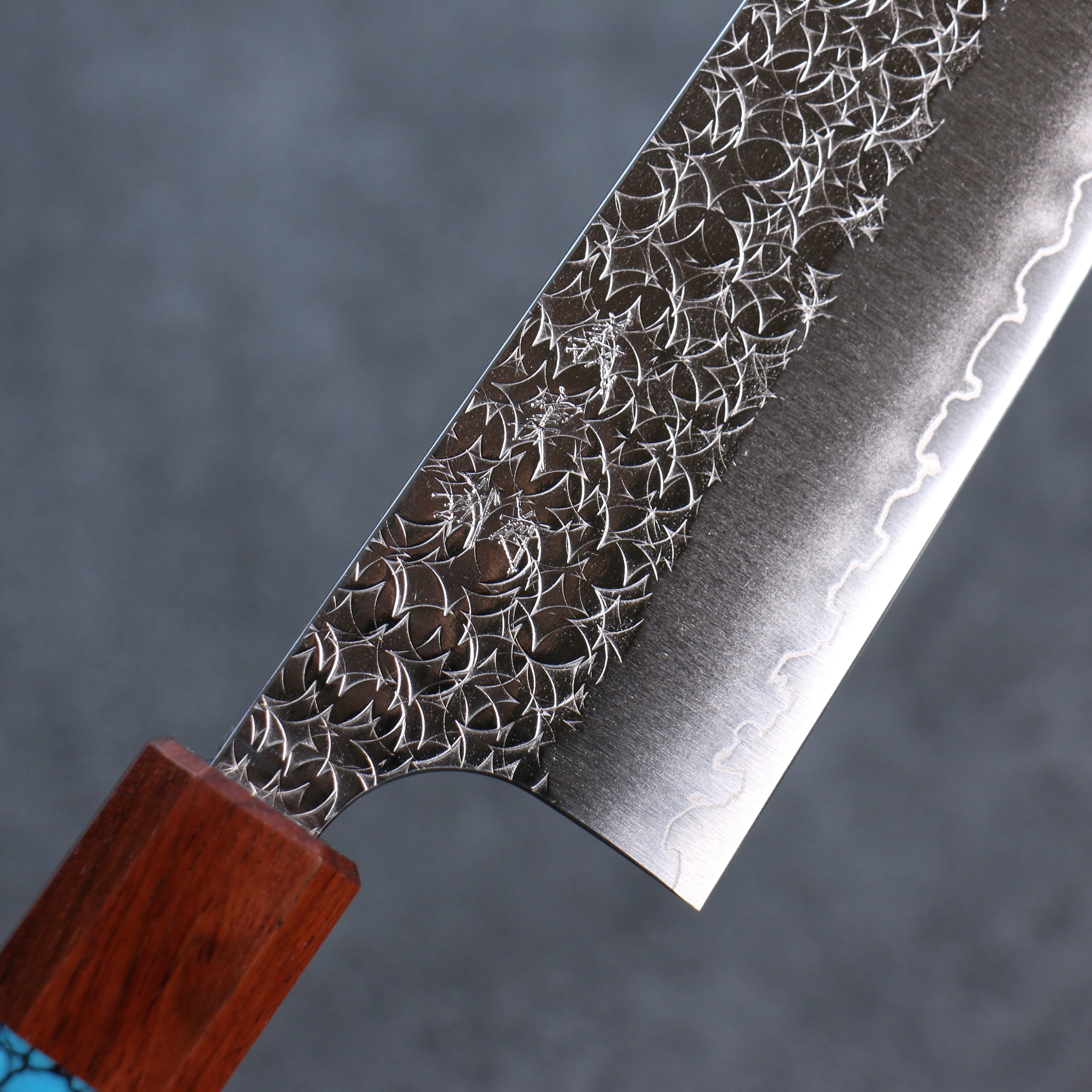 Yoshimi Kato Minamo SG2 Hammered Kiritsuke Gyuto 210mm Padoauk(Turquoise Ring) Handle - Seisuke Knife