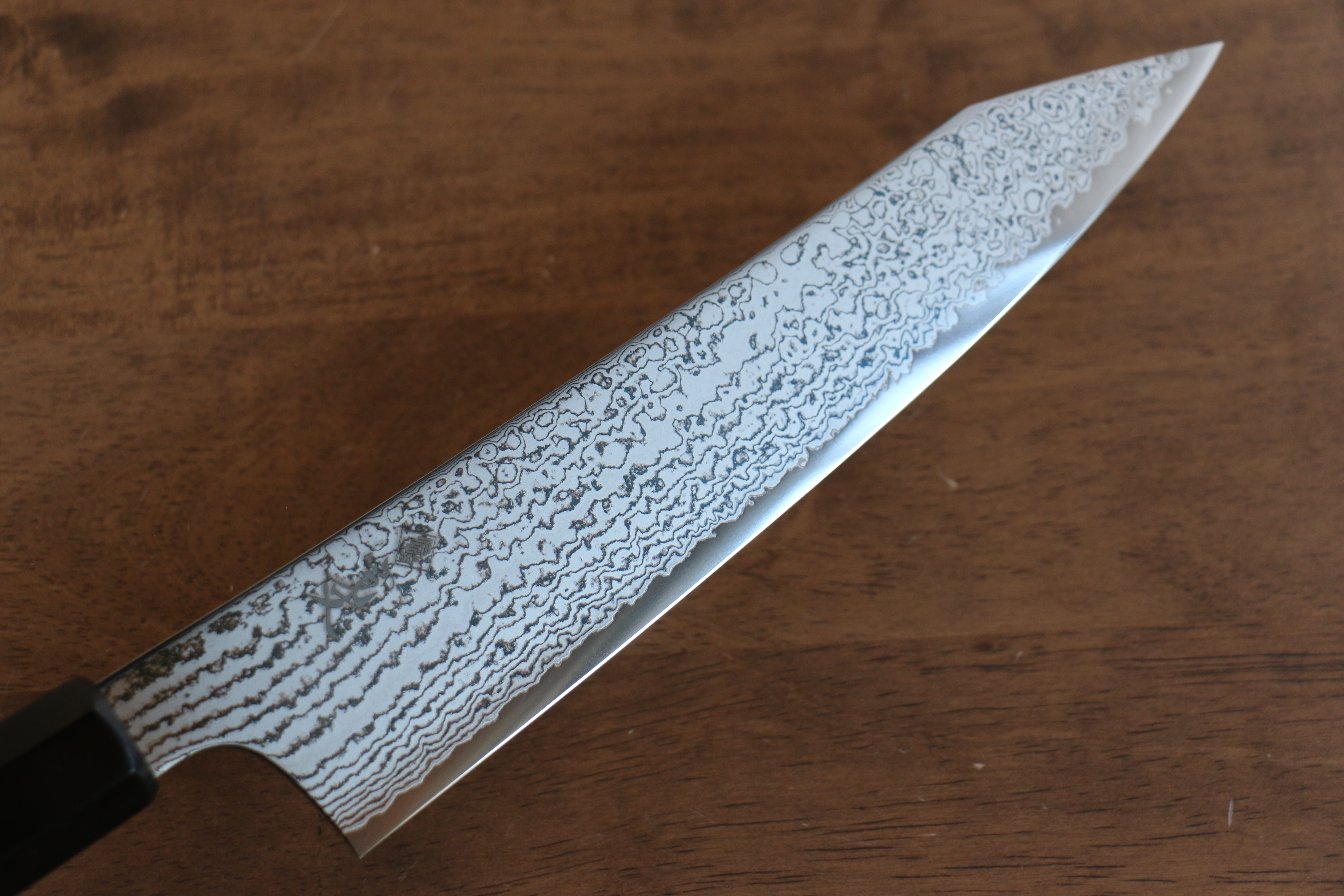Kanjyo VG10 Damascus Kiritsuke Gyuto 210mm Gray Pakkawood Handle - Seisuke Knife