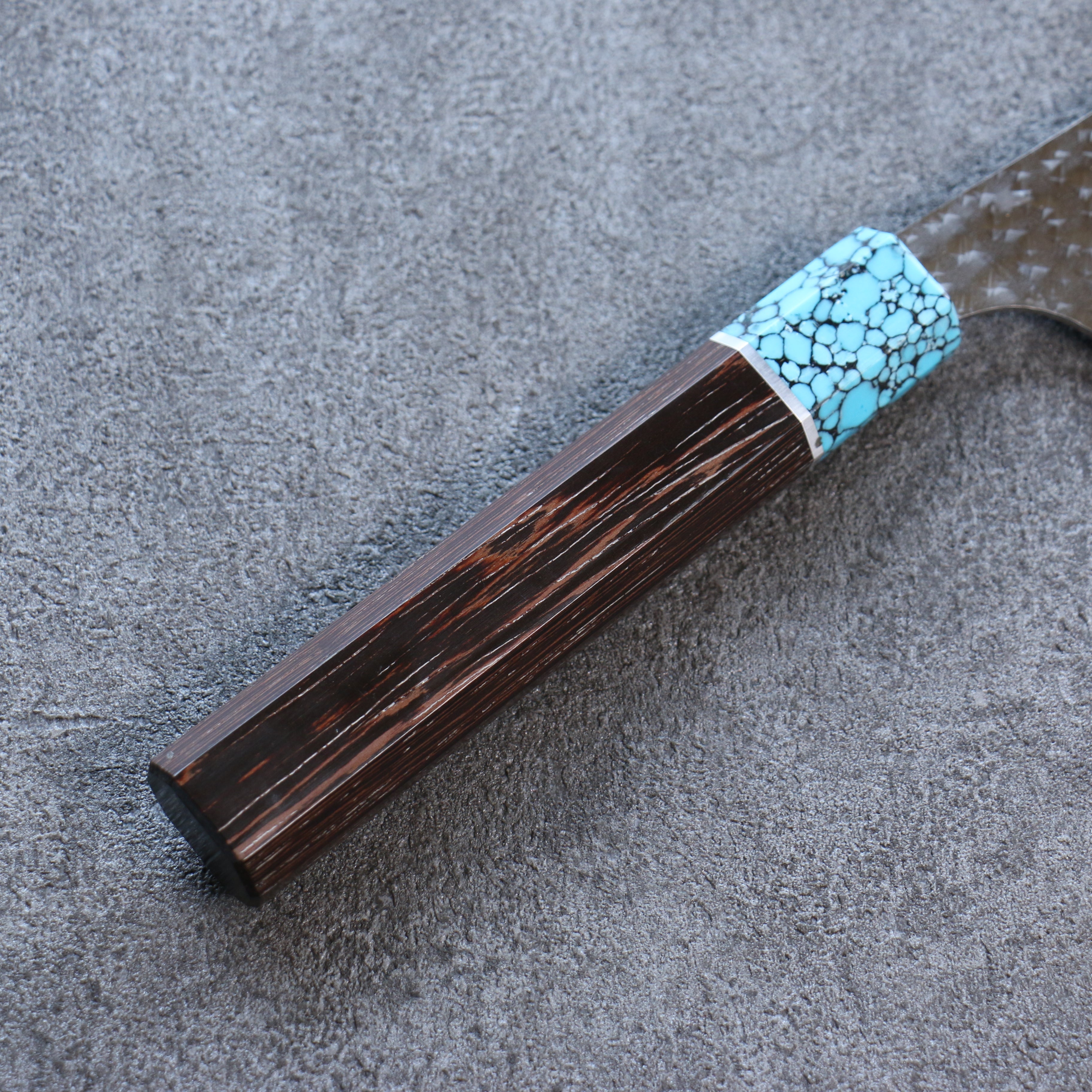 Yu Kurosaki Senko Ei SG2 Hammered Gyuto 240mm Wenge(ferrule: Turquoise with Ring) Handle - Seisuke Knife