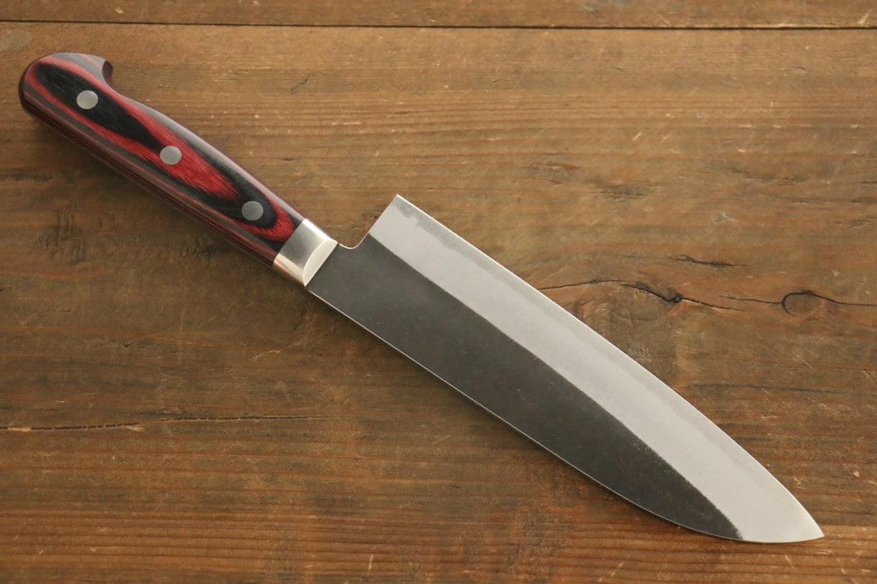 Yoshimi Kato Blue Super Clad Kurouchi Santoku Japanese Chef Knife 180mm - Seisuke Knife
