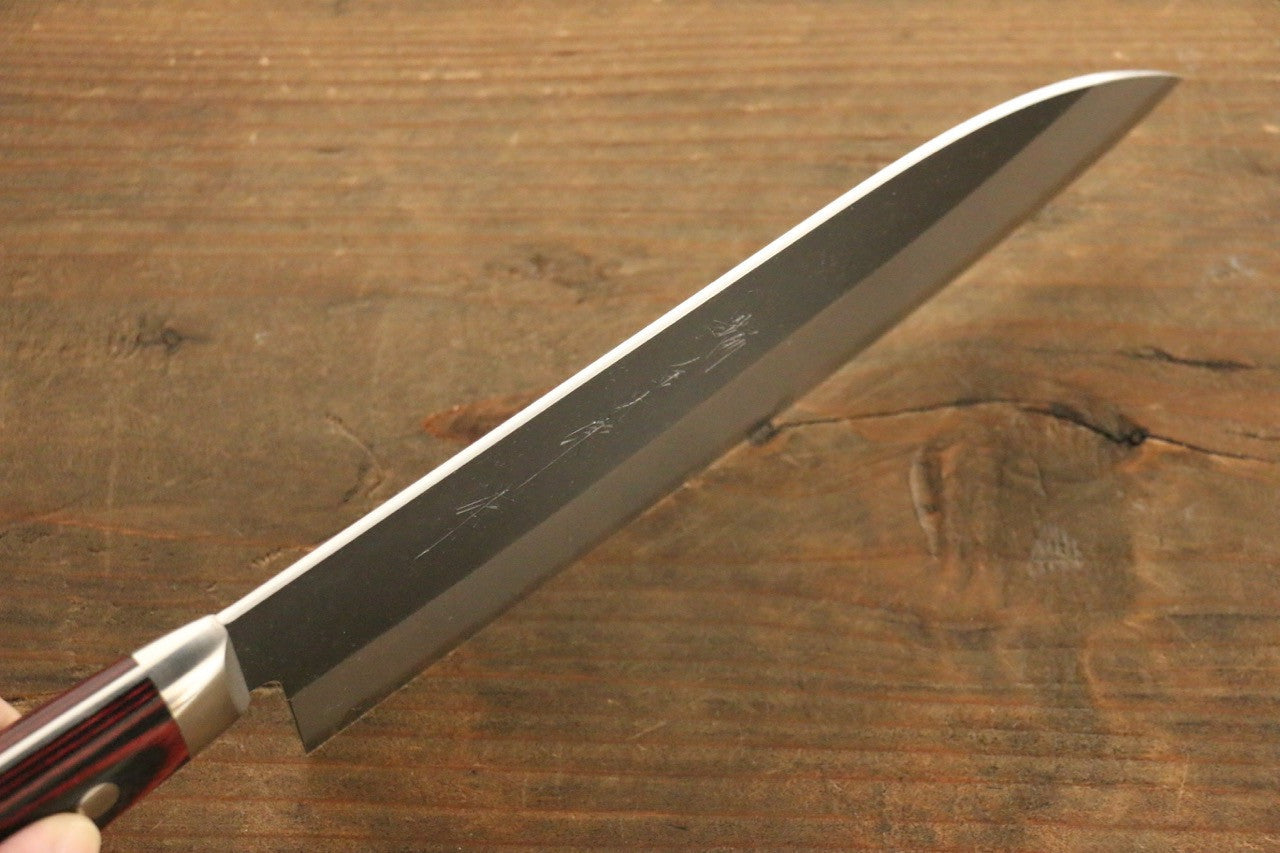 Yoshimi Kato Blue Super Clad Kurouchi Santoku Japanese Chef Knife 180mm - Seisuke Knife