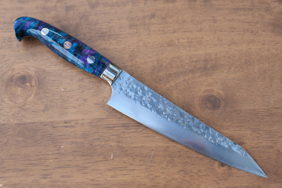 Yu Kurosaki Senko SG2 Hammered Petty-Utility 150mm Blue purple Acrylic Handle - Seisuke Knife