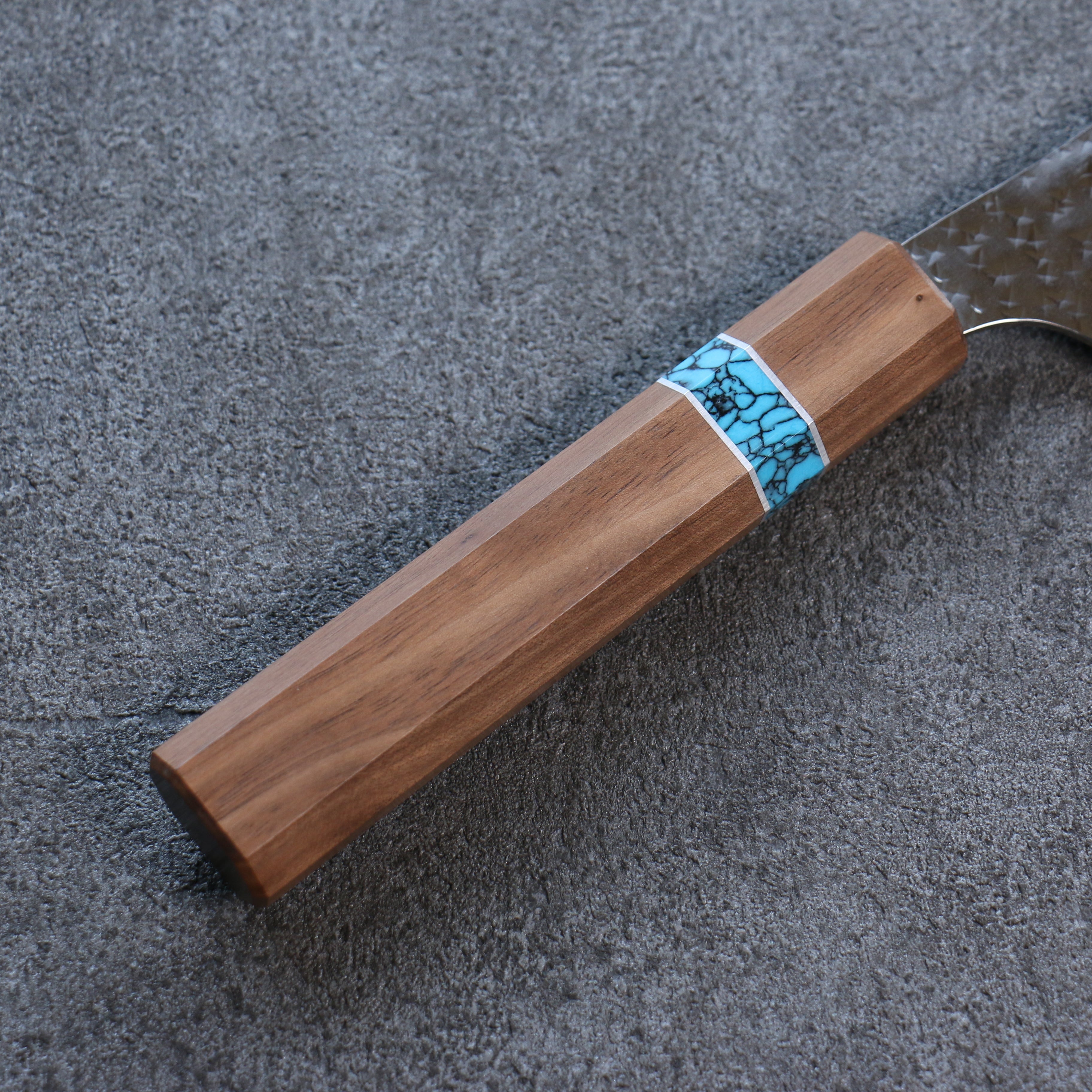 Yu Kurosaki Senko Ei SG2 Hammered Santoku 165mm Walnut(ferrule: Turquoise) Handle - Seisuke Knife