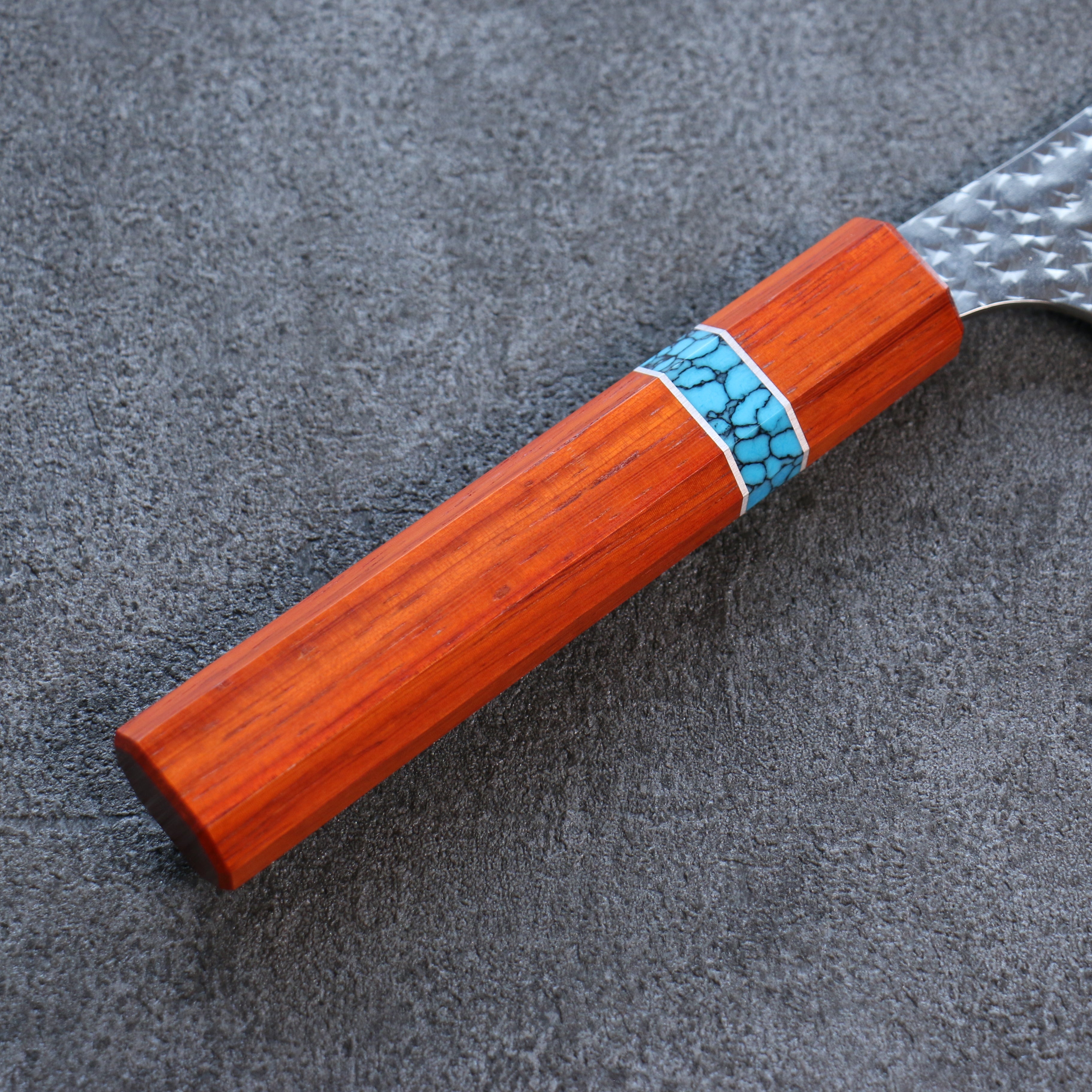 Yu Kurosaki Senko Ei SG2 Hammered Santoku 165mm Padoauk(Turquoise Ring) Handle - Seisuke Knife