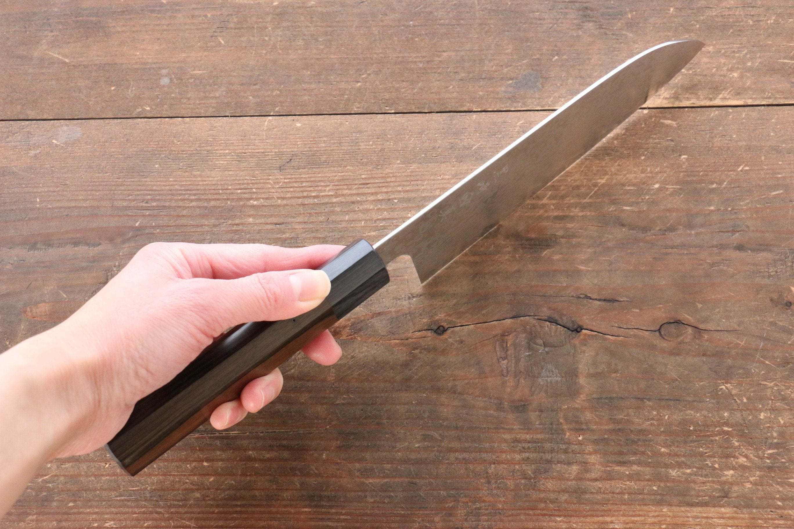 Makoto Kurosaki VG10 Damascus Santoku 165mm Ebony Wood Handle - Seisuke Knife