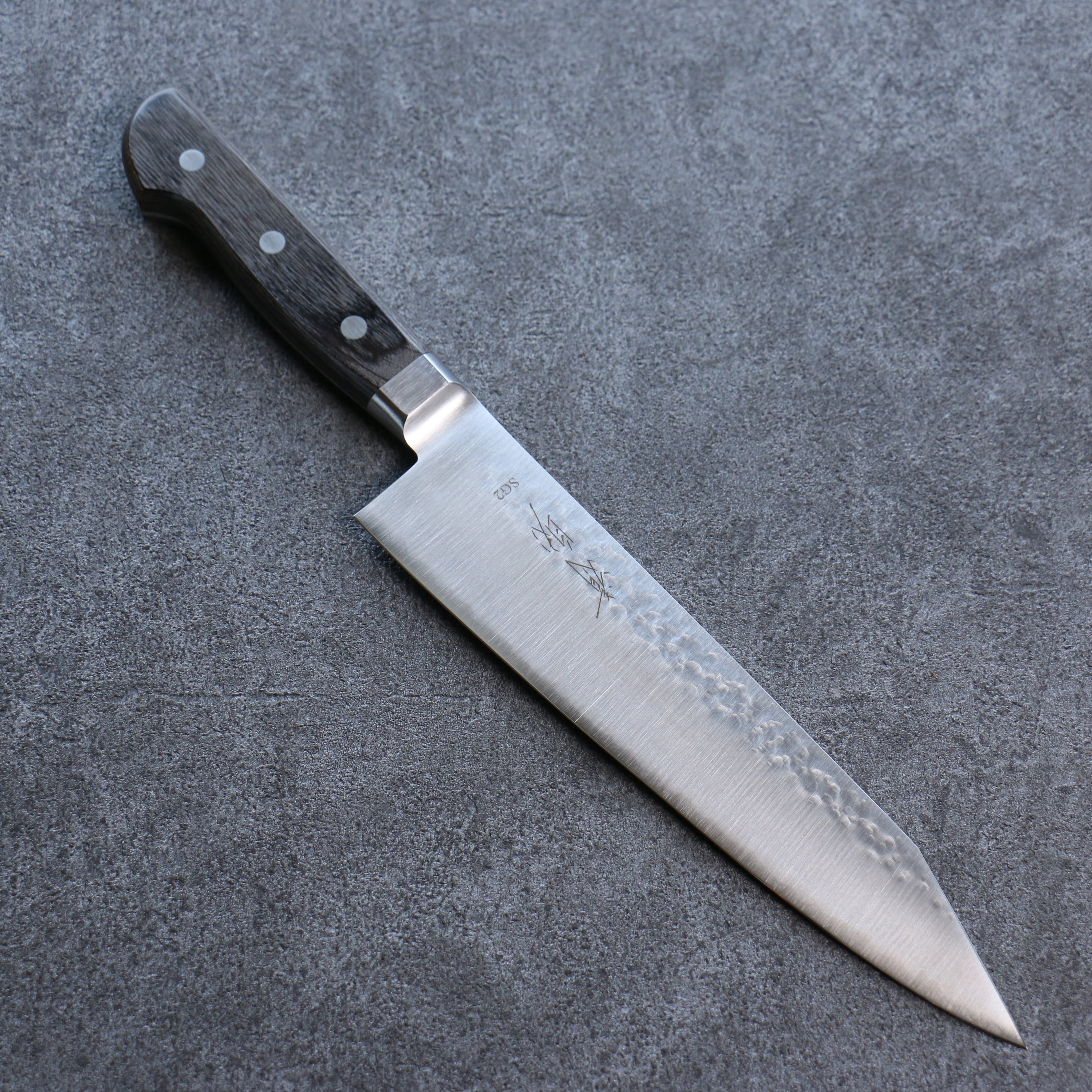 Seisuke SG2 Hammered Gyuto 210mm Gray Pakka wood Handle - Seisuke Knife