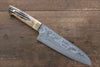 Takeshi Saji VG10 Black Damascus Santoku 180mm Yellow Cow Bone Handle - Seisuke Knife - Slide 1