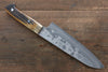 Takeshi Saji VG10 Black Damascus Santoku 180mm Yellow Cow Bone Handle - Seisuke Knife - Slide 2