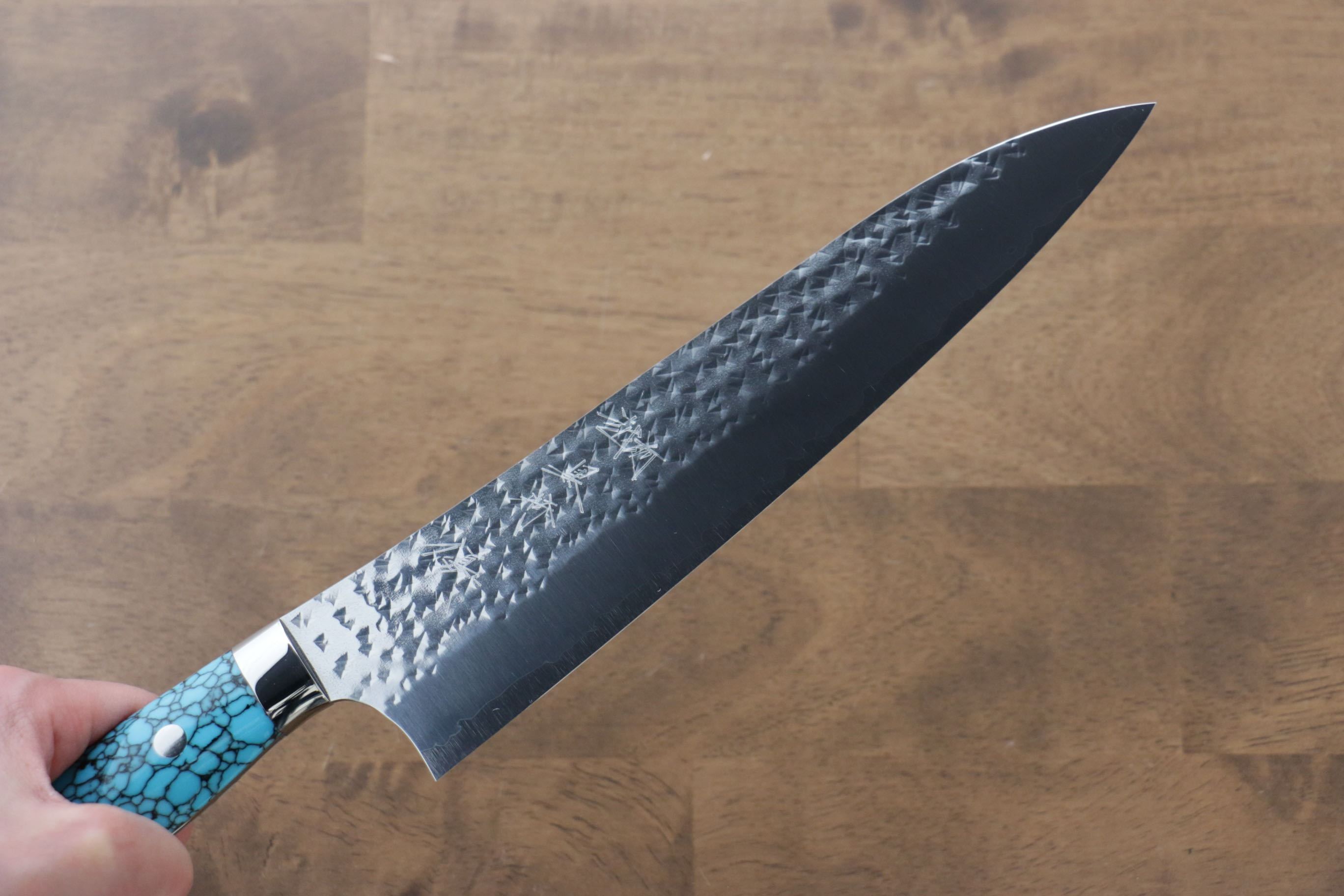 Yu Kurosaki Senko SG2 Hammered Gyuto 210mm with Turquoise Handle - Seisuke Knife