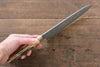 Takeshi Saji VG10 Black Damascus Santoku 180mm Yellow Cow Bone Handle - Seisuke Knife - Slide 8