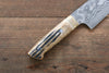 Takeshi Saji VG10 Black Damascus Santoku 180mm Yellow Cow Bone Handle - Seisuke Knife - Slide 6