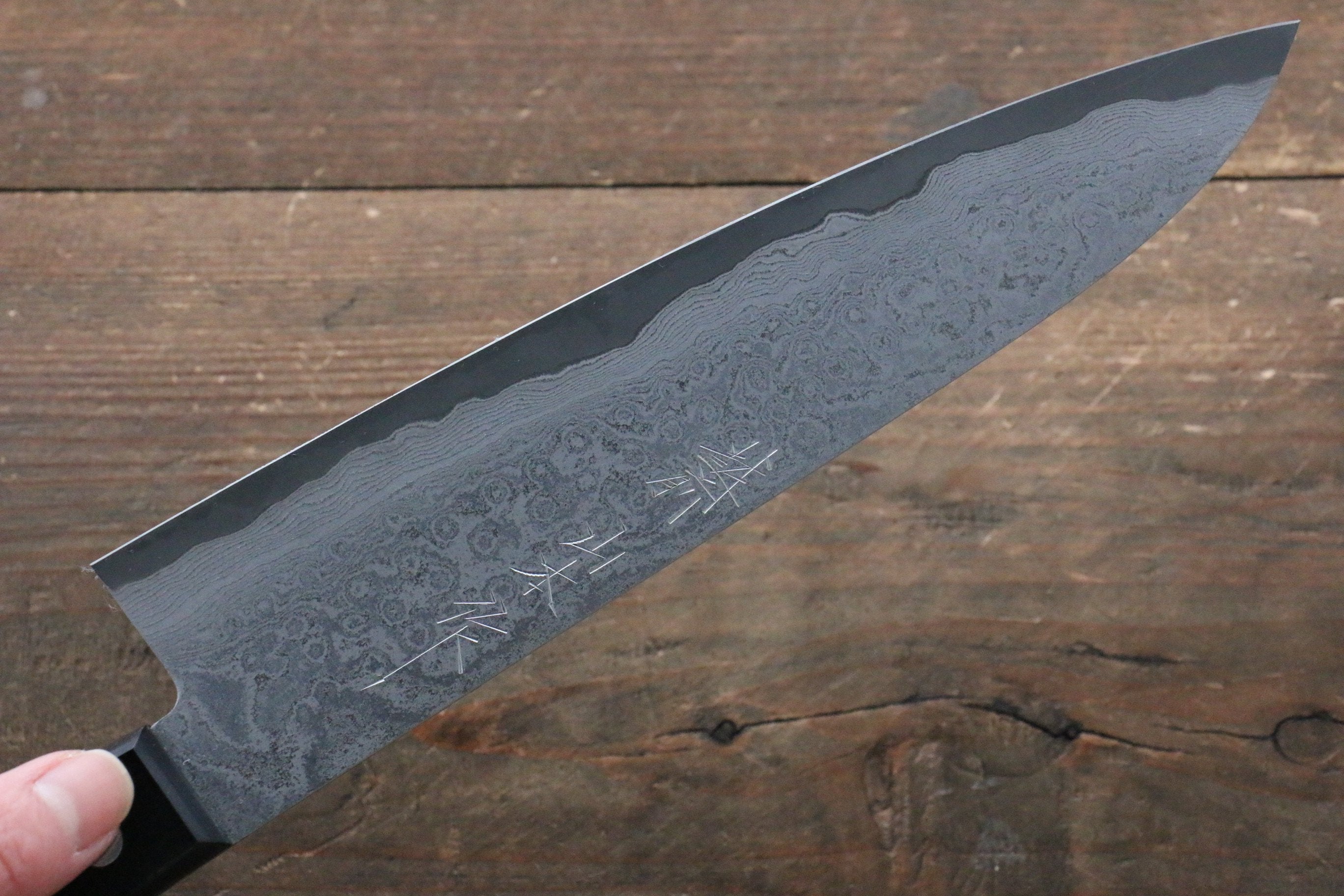 Nao Yamamoto VG10 Black Damascus Gyuto 200mm with Black Pakka wood Handle - Seisuke Knife