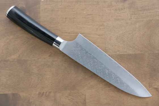 Takeshi Saji SRS13 Hammered Santoku 180mm Black Pakka wood Handle - Seisuke Knife