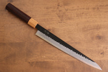  Seisuke Kokubyaku Blue Super Hammered Kurouchi Sujihiki with 240mm Shitan Handle - Seisuke Knife