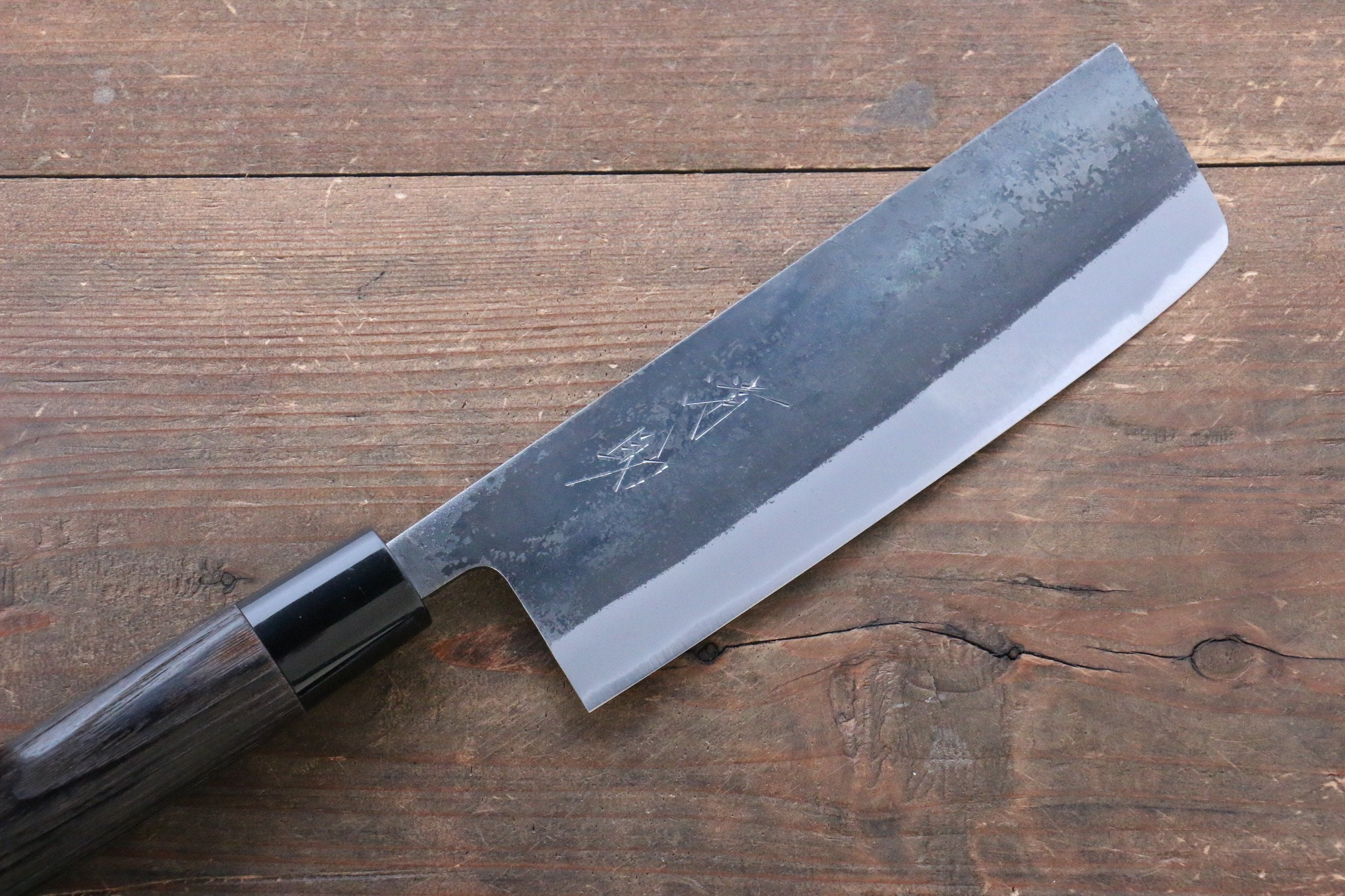 Seisuke White Steel Kurouchi Nakiri 165mm Burnt Chestnut Handle - Seisuke Knife