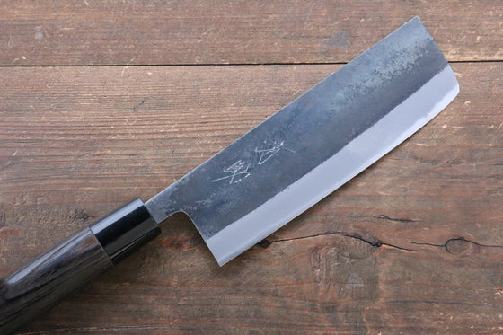 Seisuke White Steel Kurouchi Nakiri  165mm Burned Chestnuts Handle - Seisuke Knife