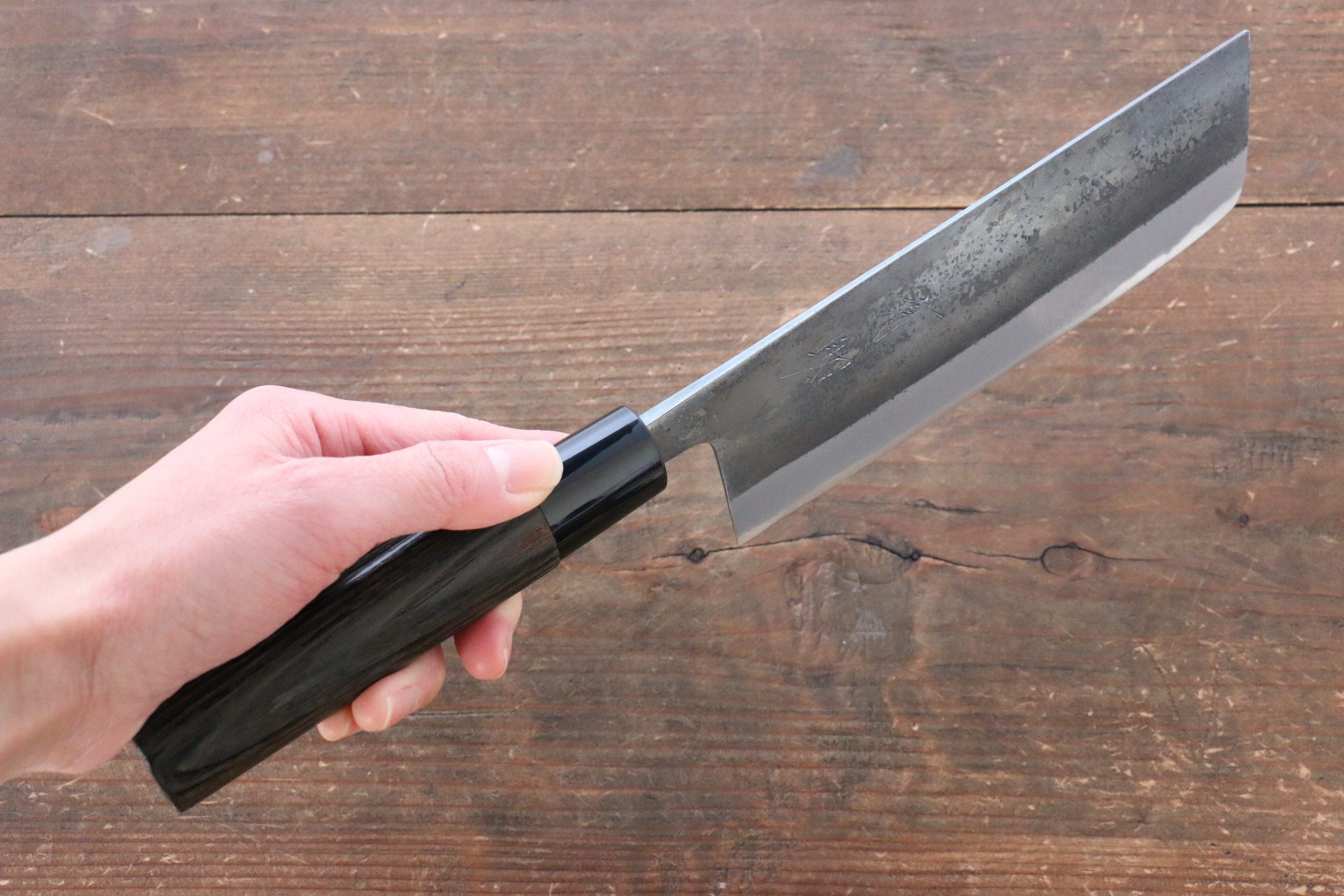 Seisuke White Steel Kurouchi Nakiri 165mm Burnt Chestnut Handle - Seisuke Knife