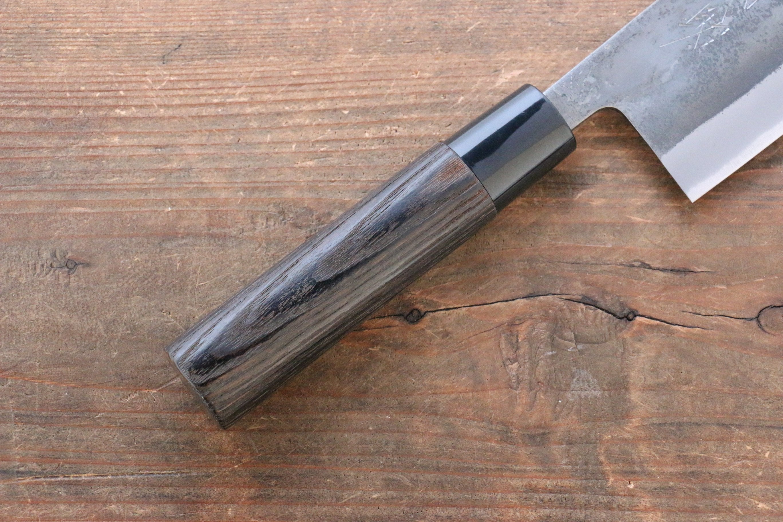 Seisuke White Steel Kurouchi Nakiri 165mm Burnt Chestnut Handle - Seisuke Knife