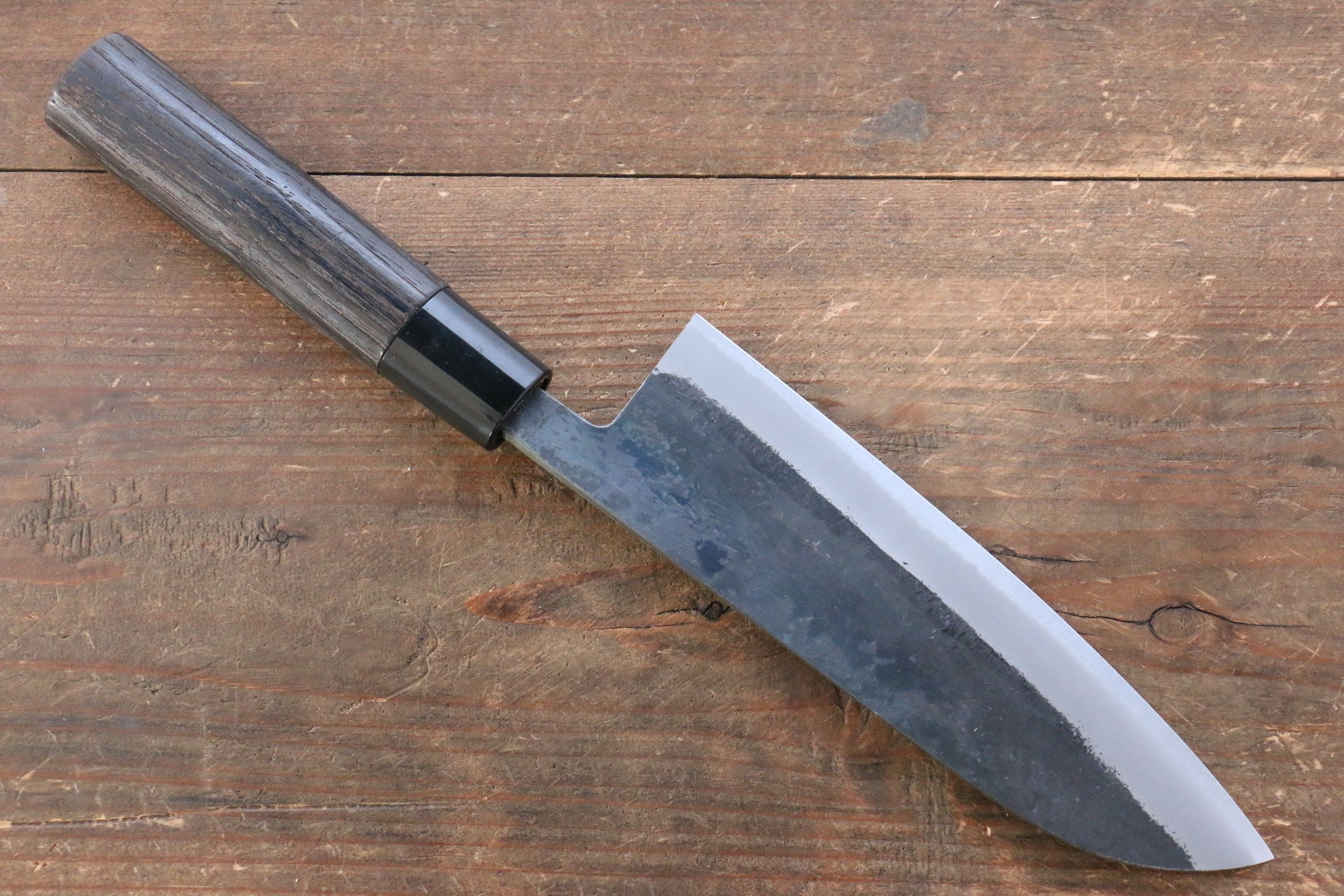 Seisuke White Steel Kurouchi Santoku 165mm Burnt Chestnut Handle - Seisuke Knife