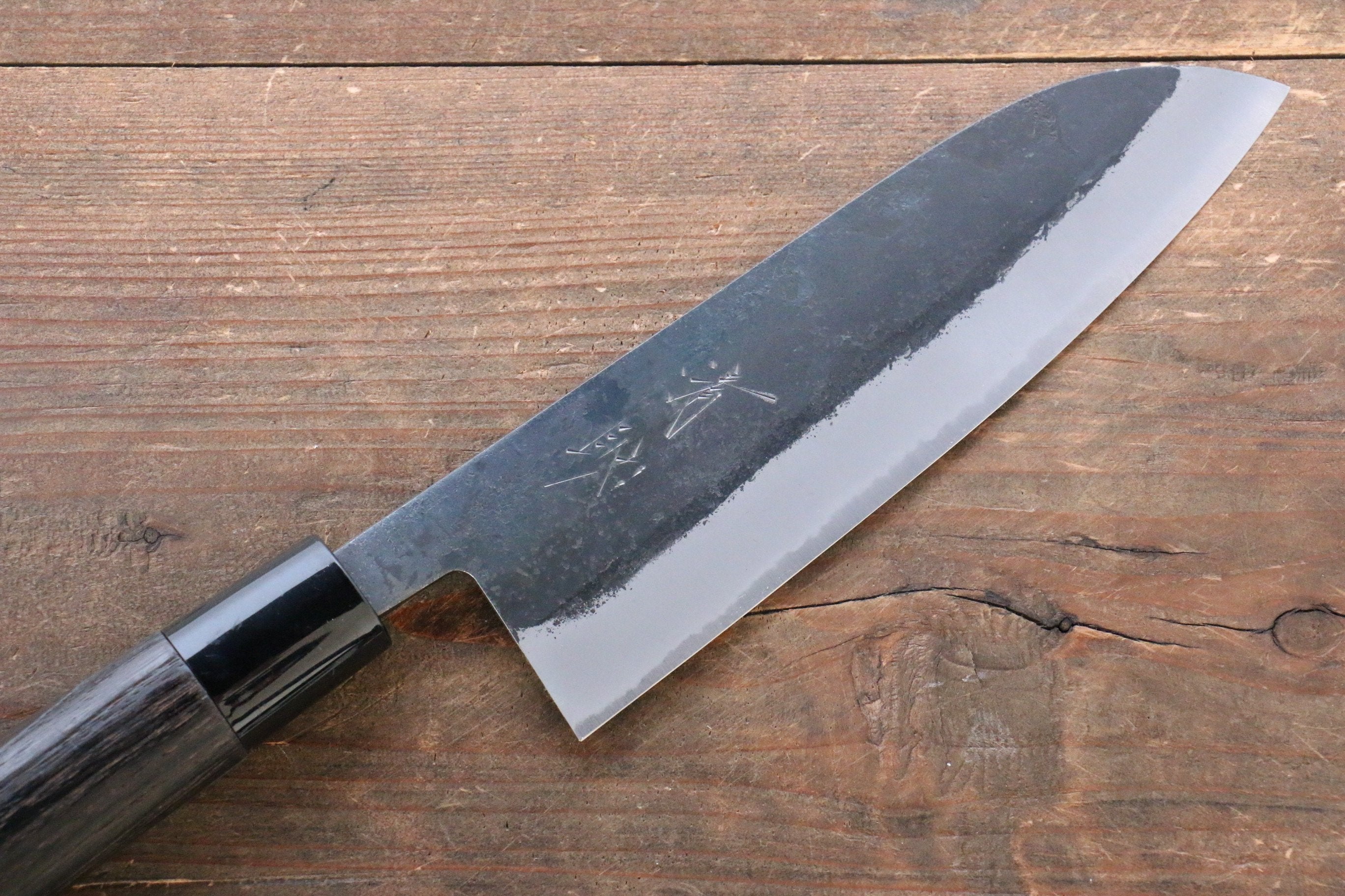 Seisuke White Steel Kurouchi Santoku 165mm Burnt Chestnut Handle - Seisuke Knife