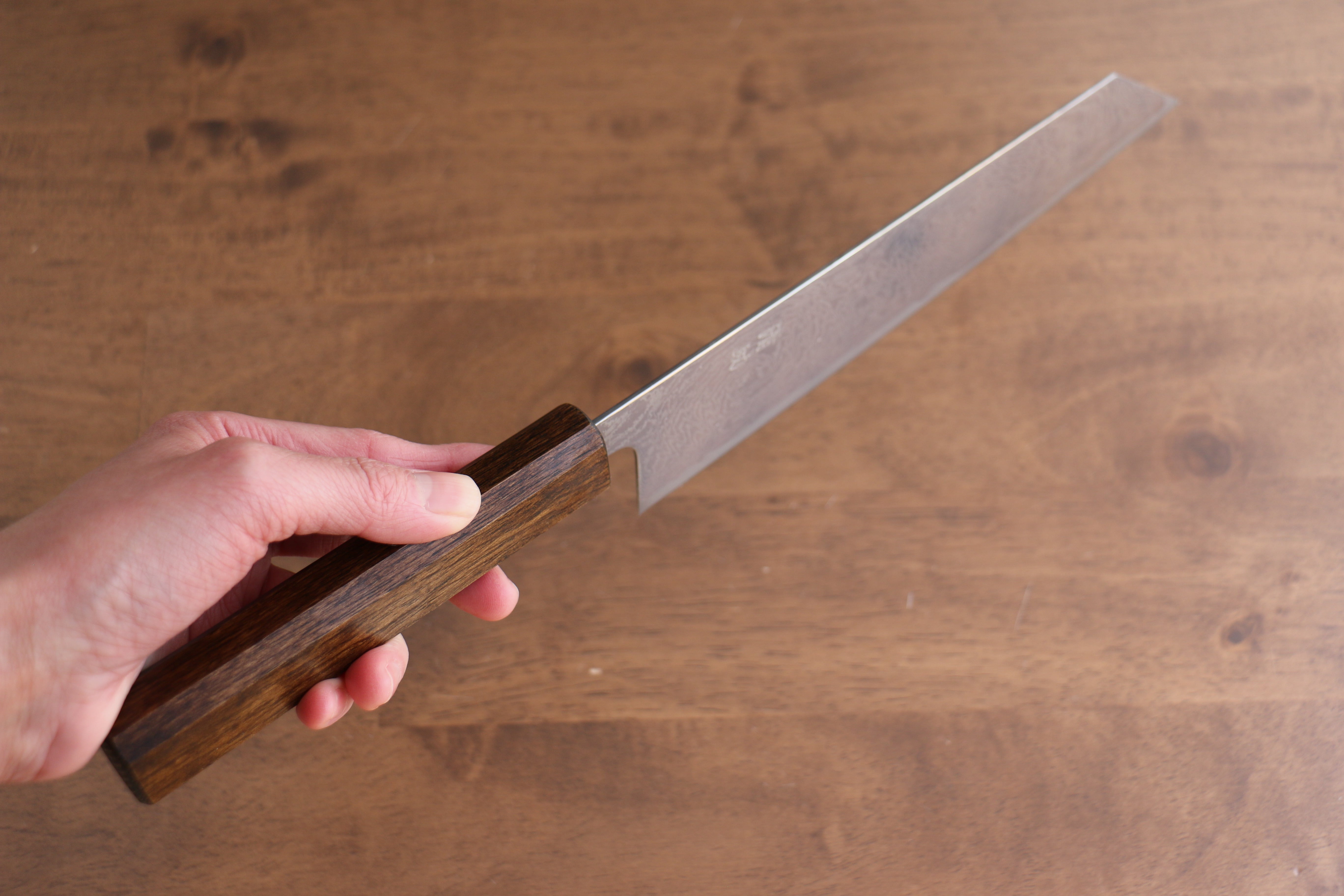 Seisuke Nami AUS10 Mirrored Finish Damascus Kiritsuke Gyuto 210mm Oak Handle - Seisuke Knife