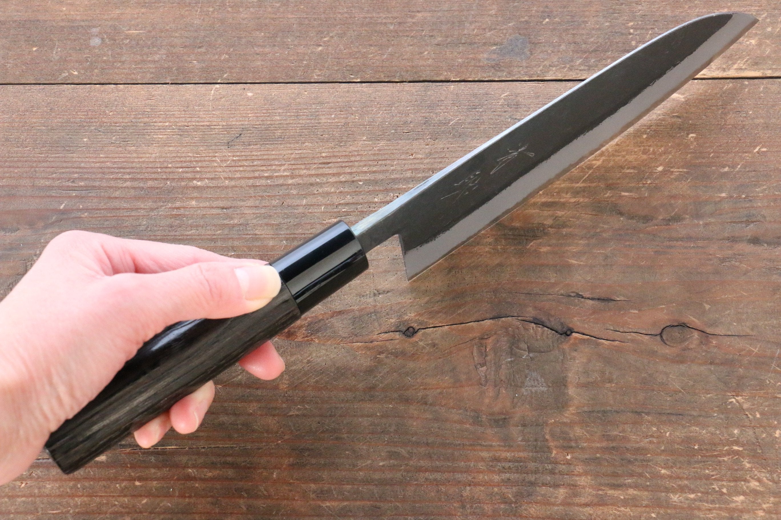 Seisuke White Steel Kurouchi Santoku 165mm Burnt Chestnut Handle - Seisuke Knife
