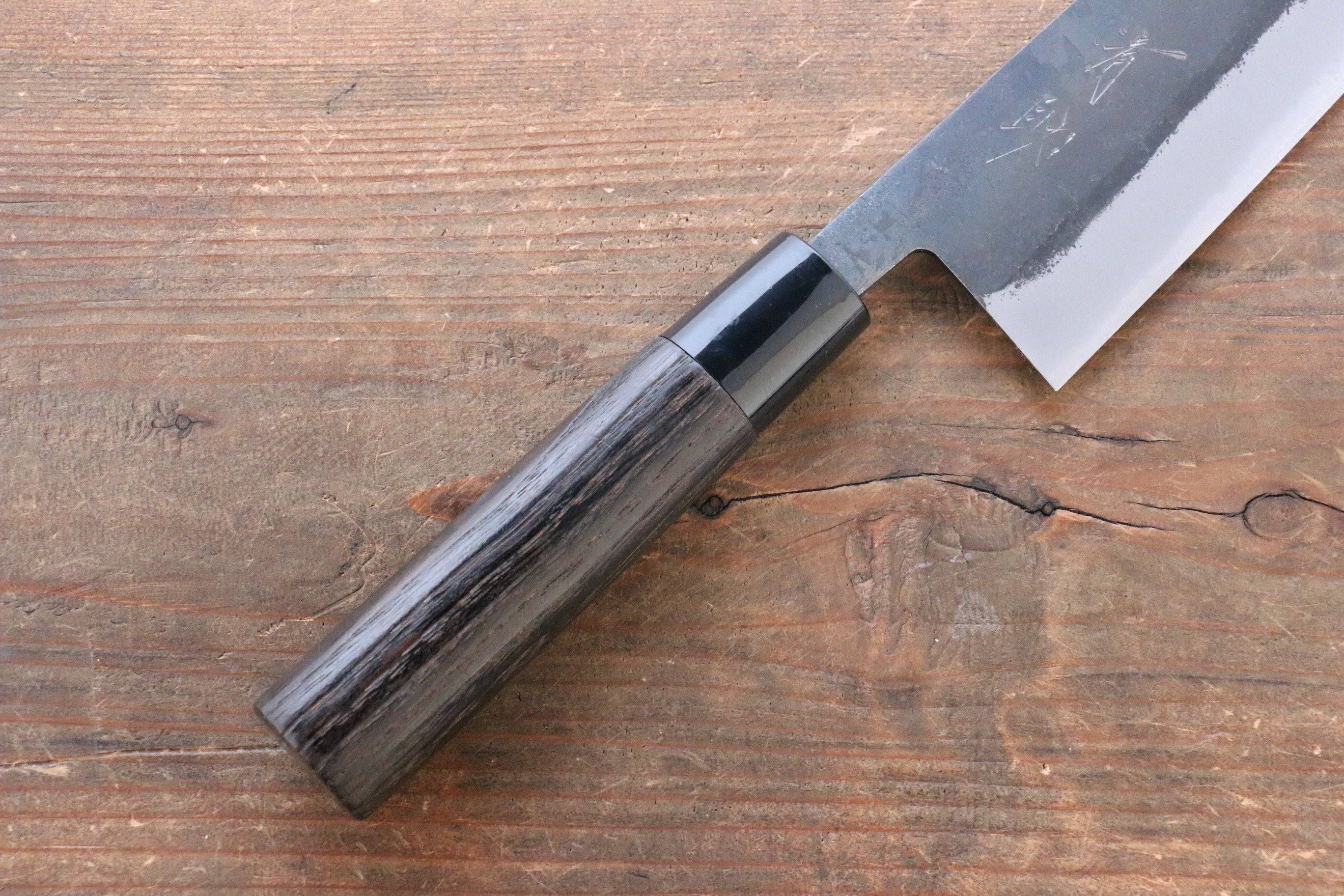 Seisuke White Steel Kurouchi Santoku 165mm Burnt Chestnut Handle - Seisuke Knife