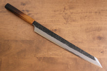  Sakai Takayuki Homura Guren Hien Blue Steel No.2 Kurouchi Hammered Kengata Yanagiba 300mm Burnt Oak Handle - Seisuke Knife